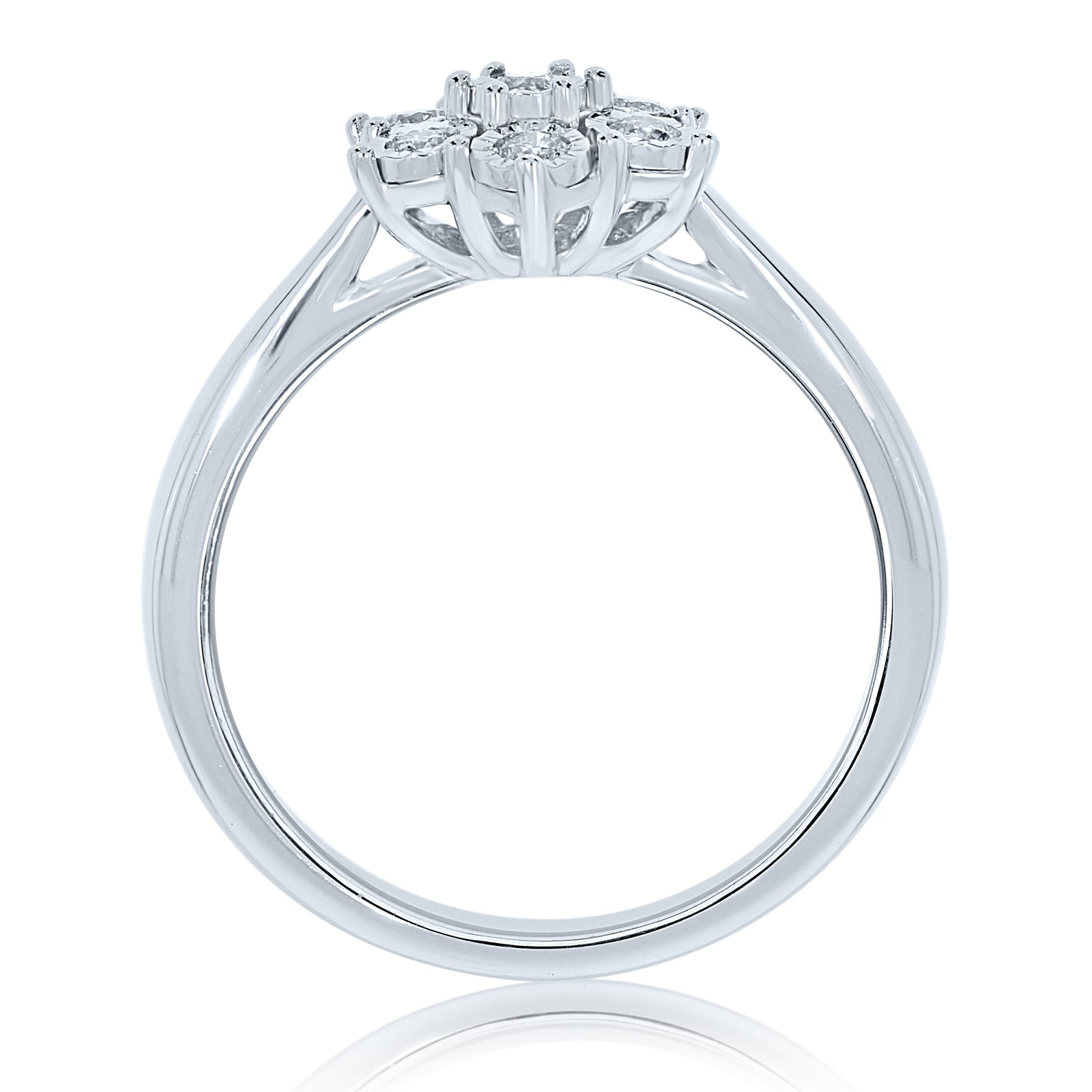 9ct white gold miracle plate diamond cluster ring 0.17ct