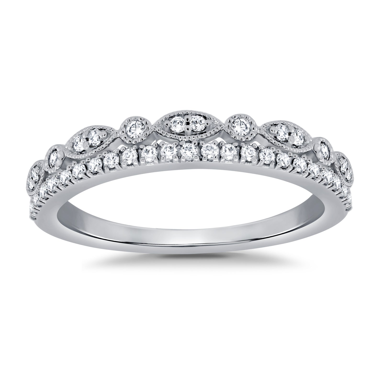 9ct white gold two row diamond half eternity ring 0.25ct