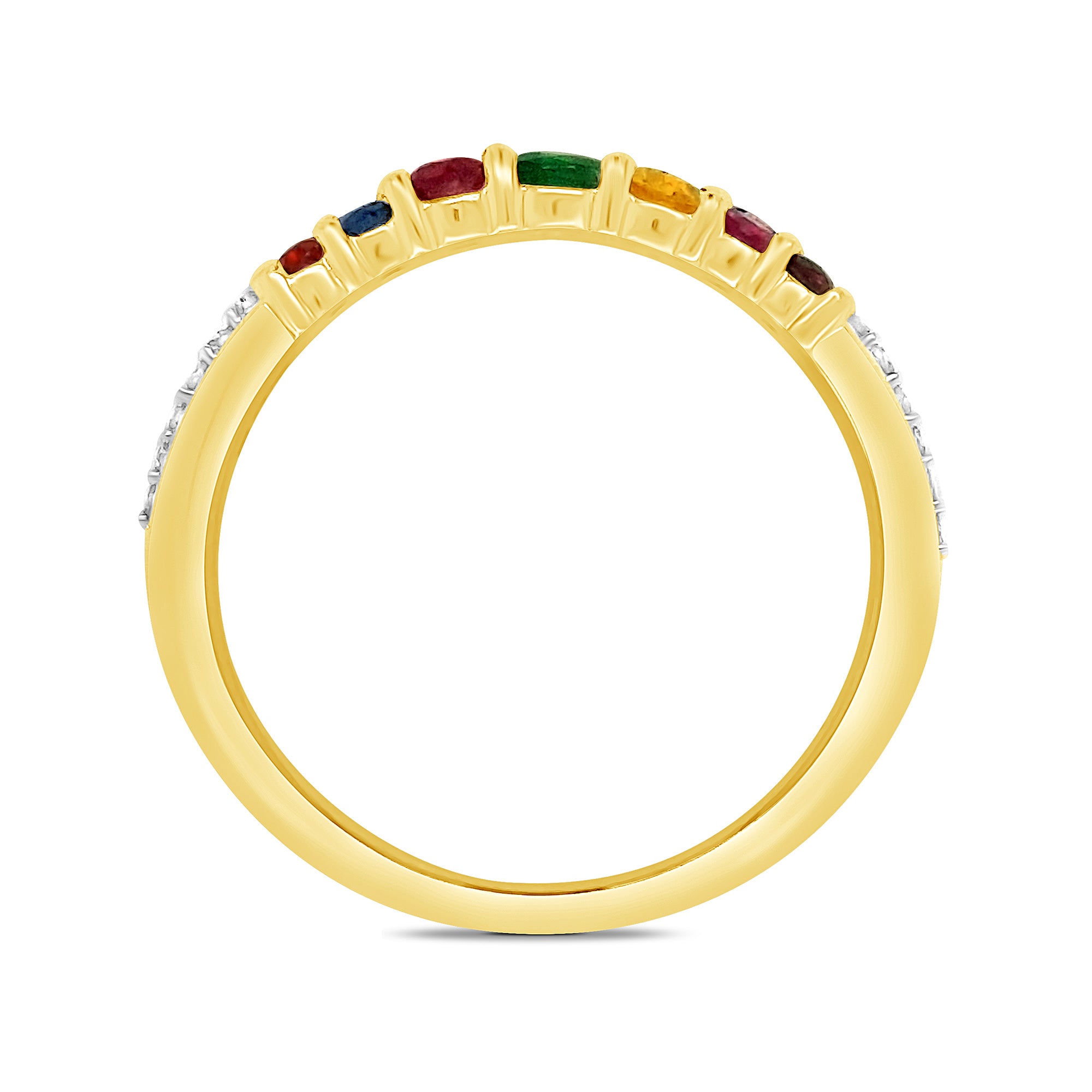9ct gold multi gem & diamond wishbone ring 0.15ct