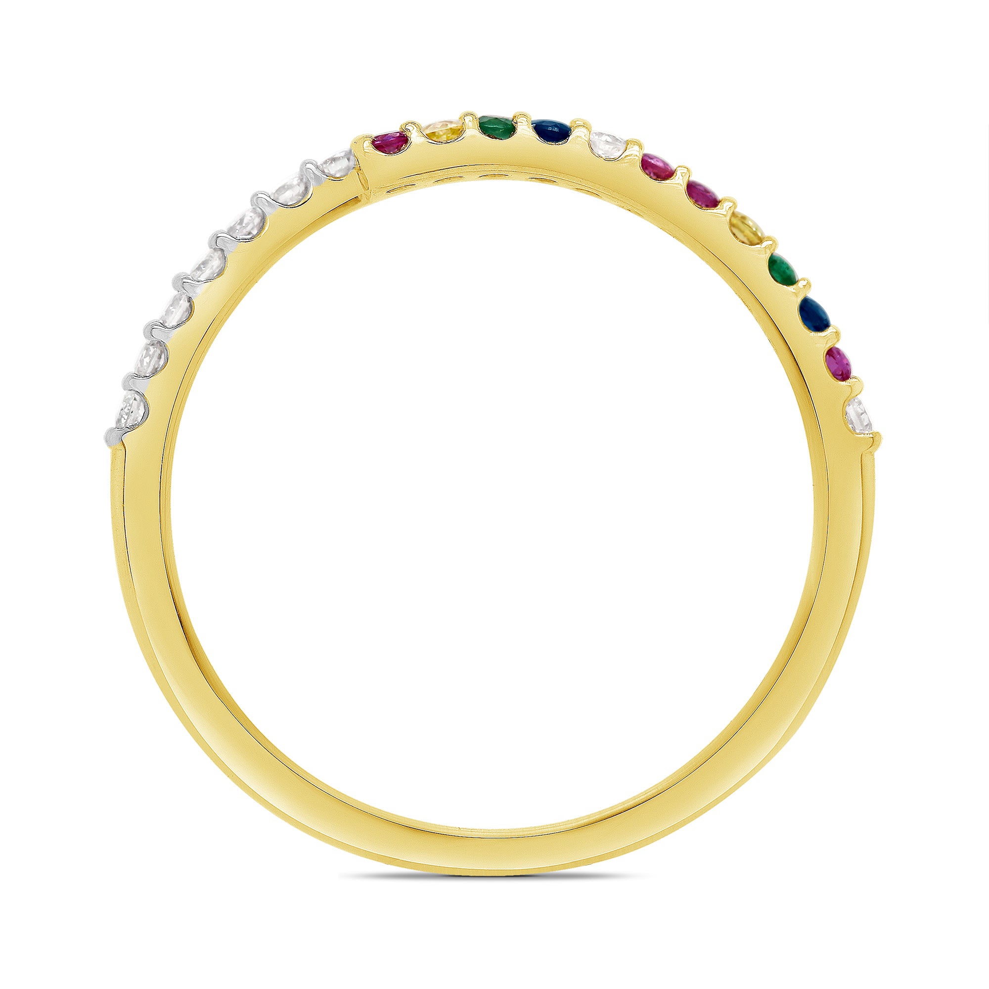 9ct gold multi gem & diamond crossover ring 0.15ct