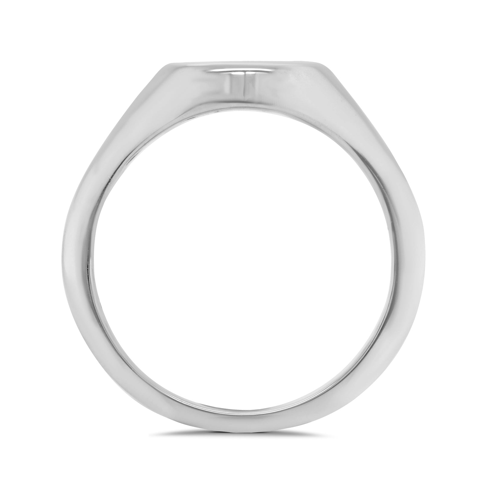 9ct white gold diamond set oval ladies signet ring 0.01ct