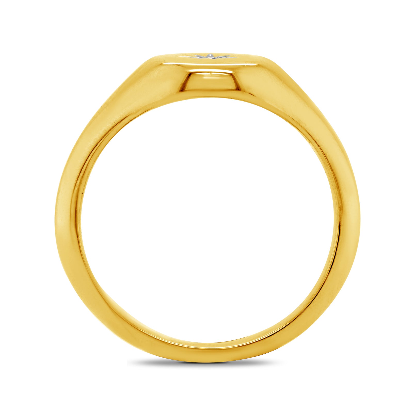 9ct gold diamond set round ladies signet ring 0.01ct