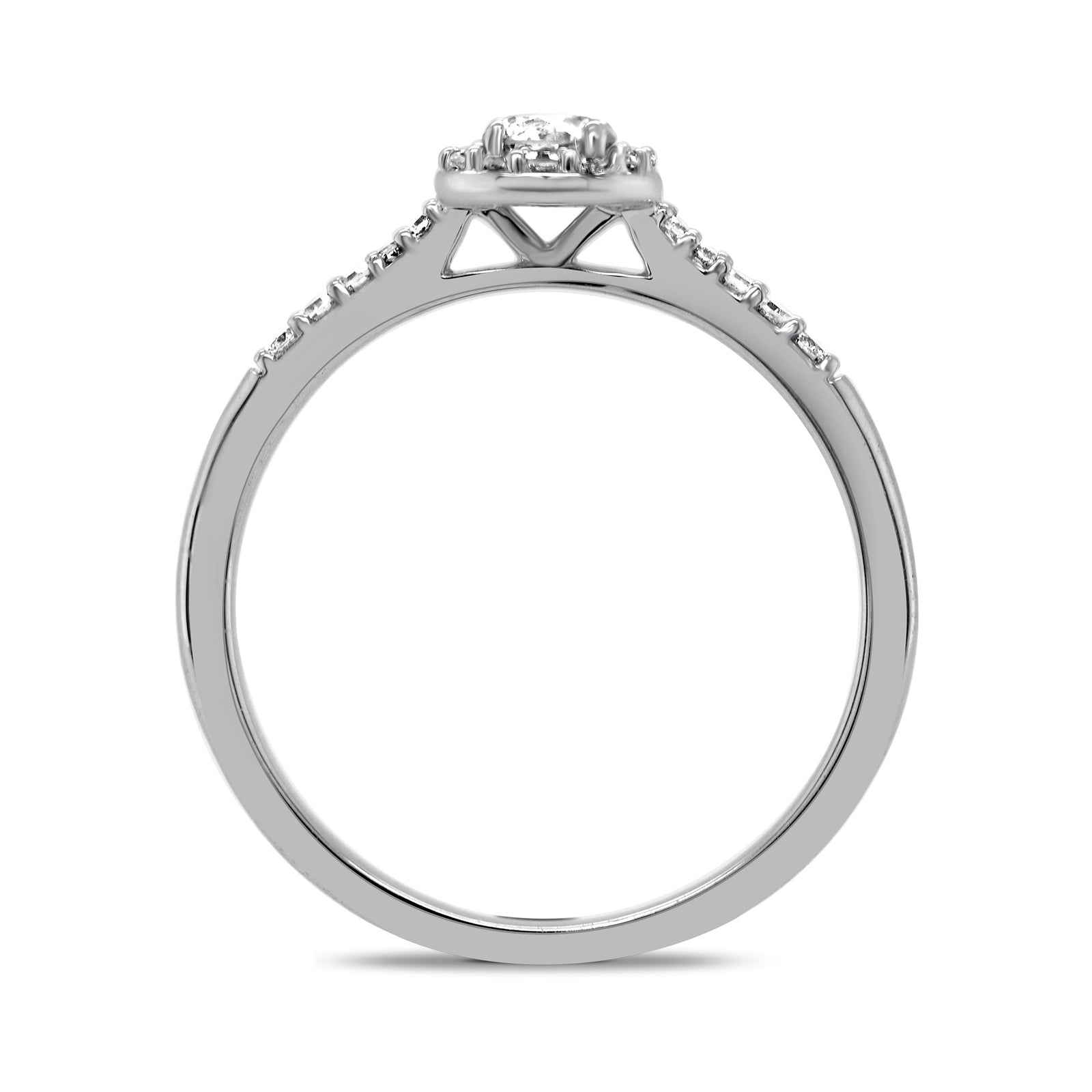 9ct white gold diamond halo cluster ring with diamond set shoulders 0.33ct