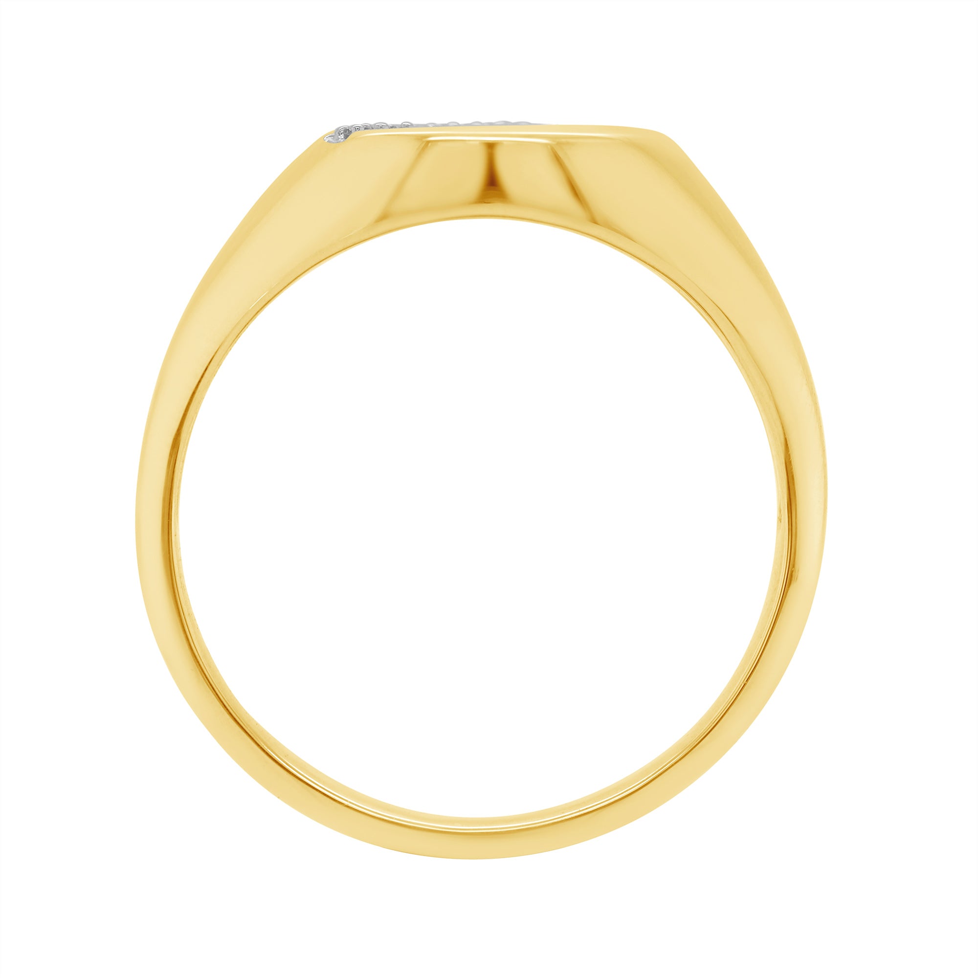 9ct gold diamond set gents oval signet ring 0.05ct