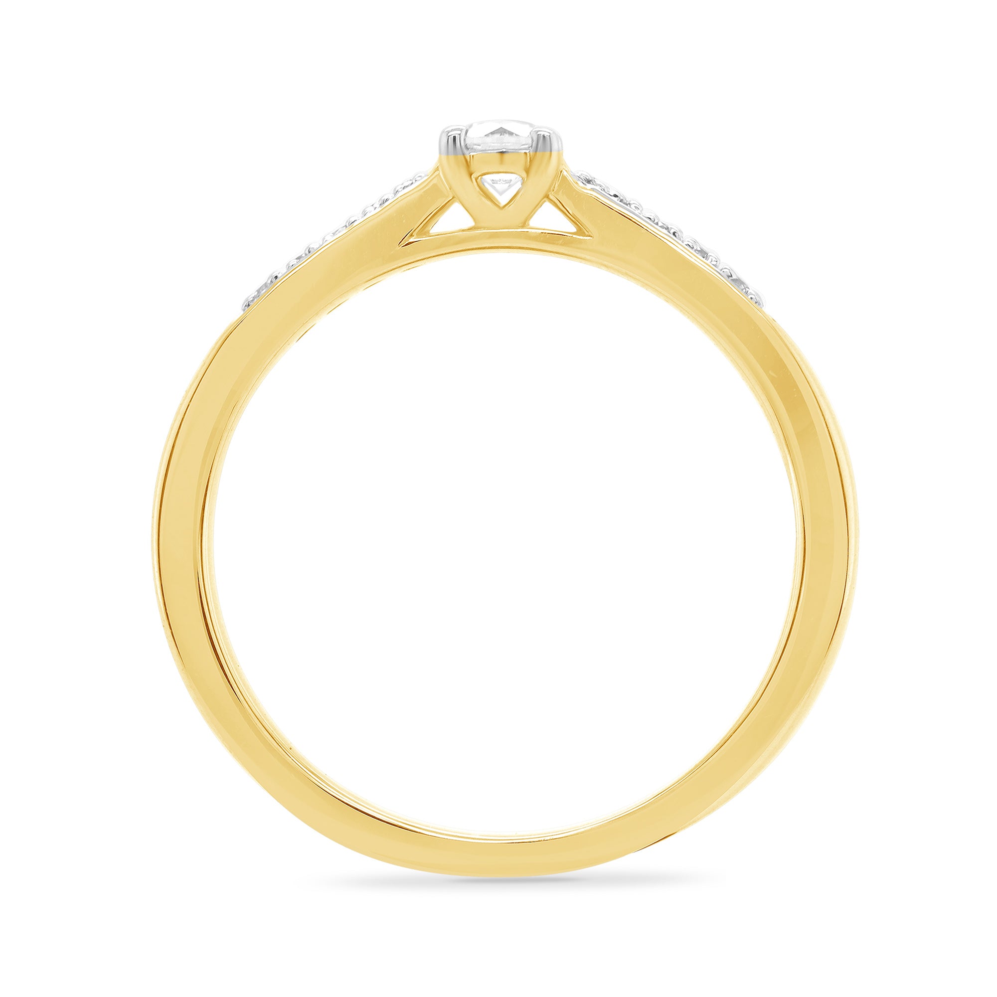 9ct gold single stone diamond ring with diamond set shoulders 0.21ct