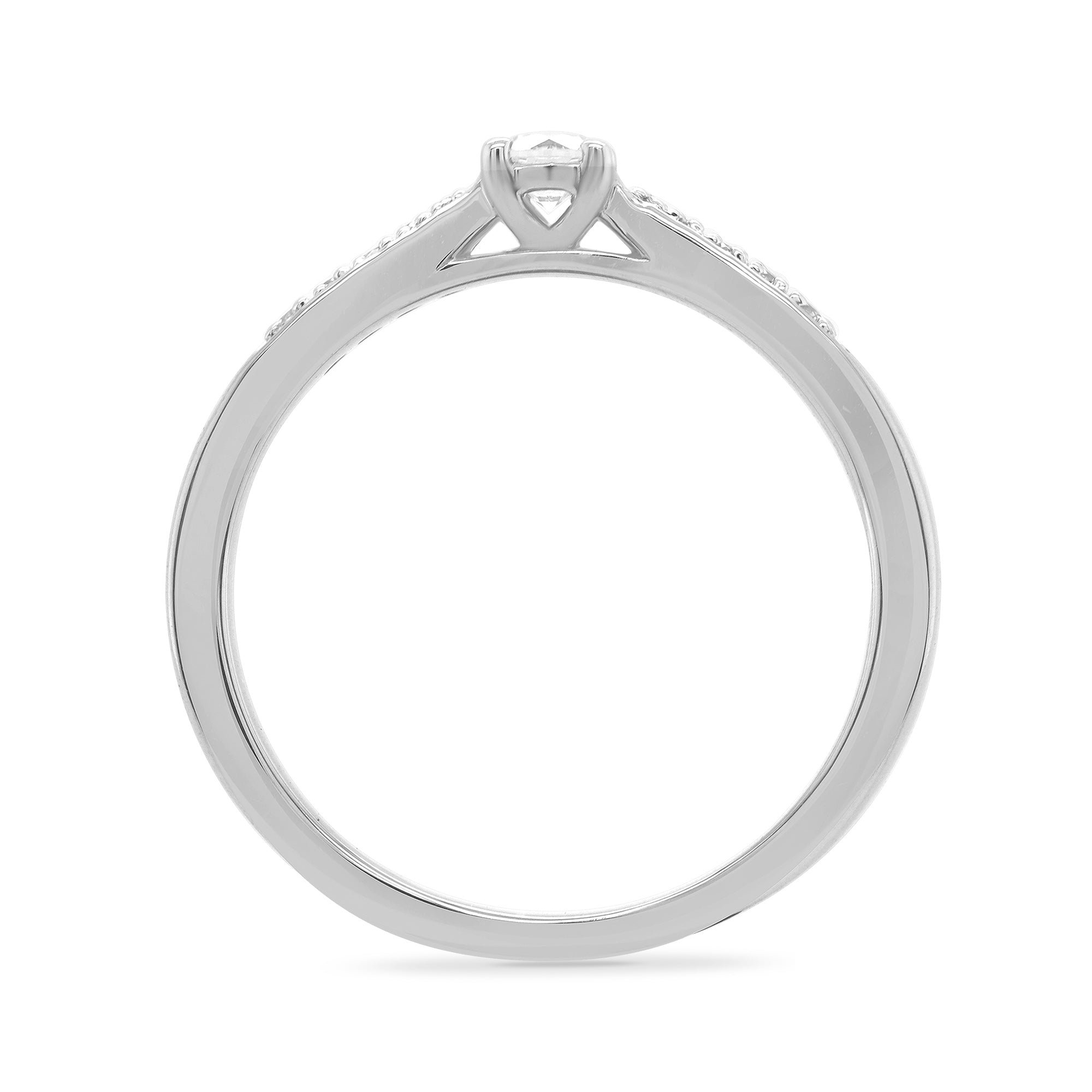 9ct white gold single stone diamond ring with diamond set shoulders 0.21ct