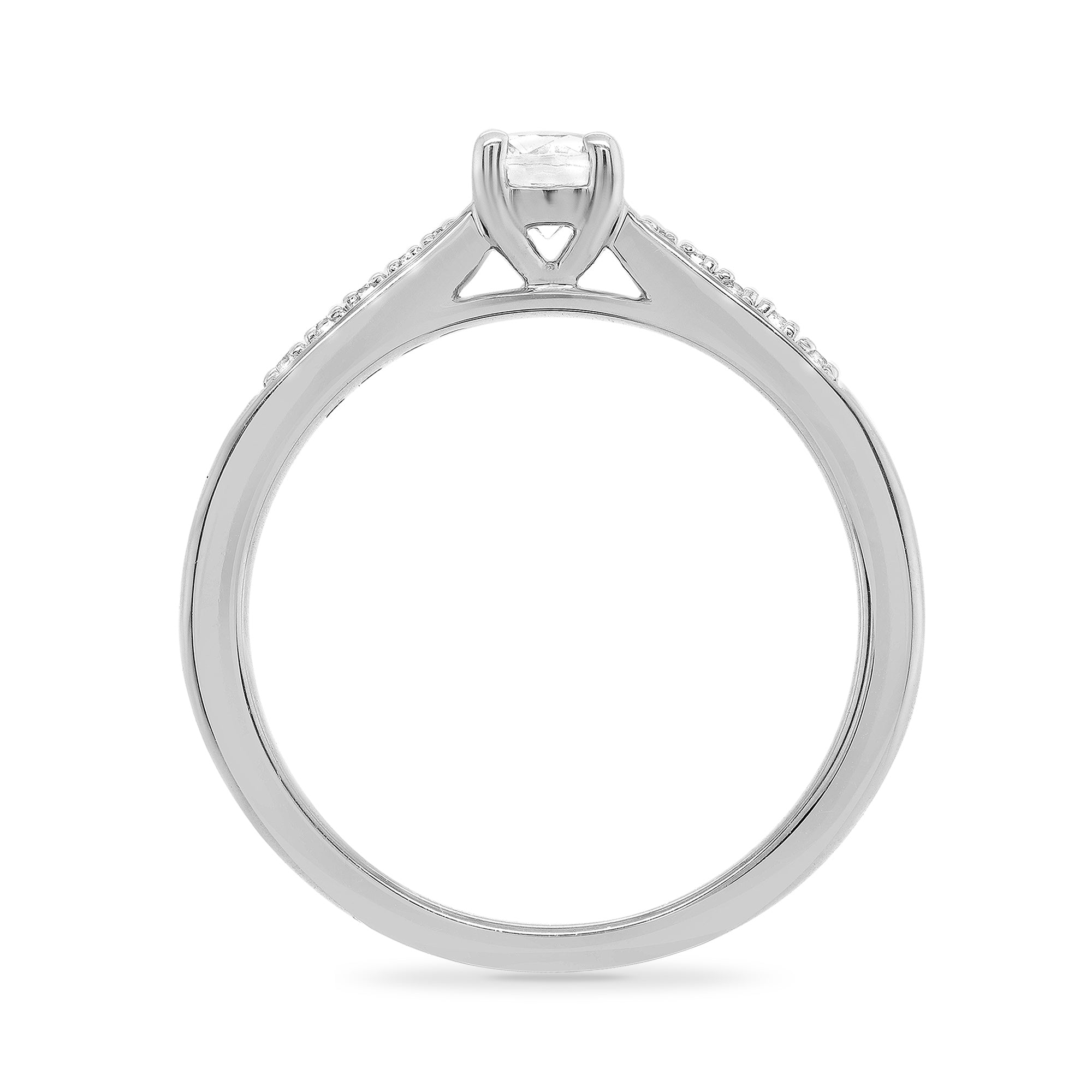 9ct white gold single stone diamond ring with diamond set shoulders 0.33ct