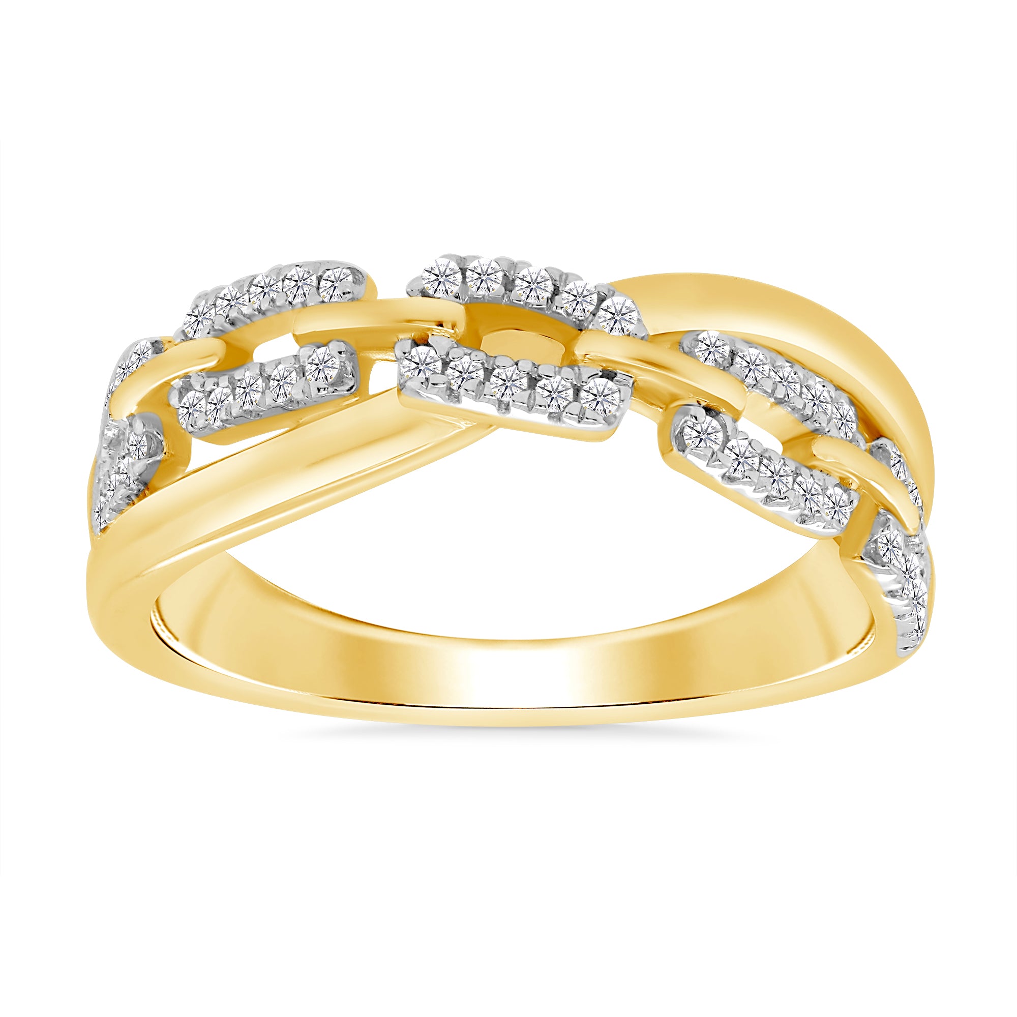 9ct gold diamond set crossover ring 0.21ct