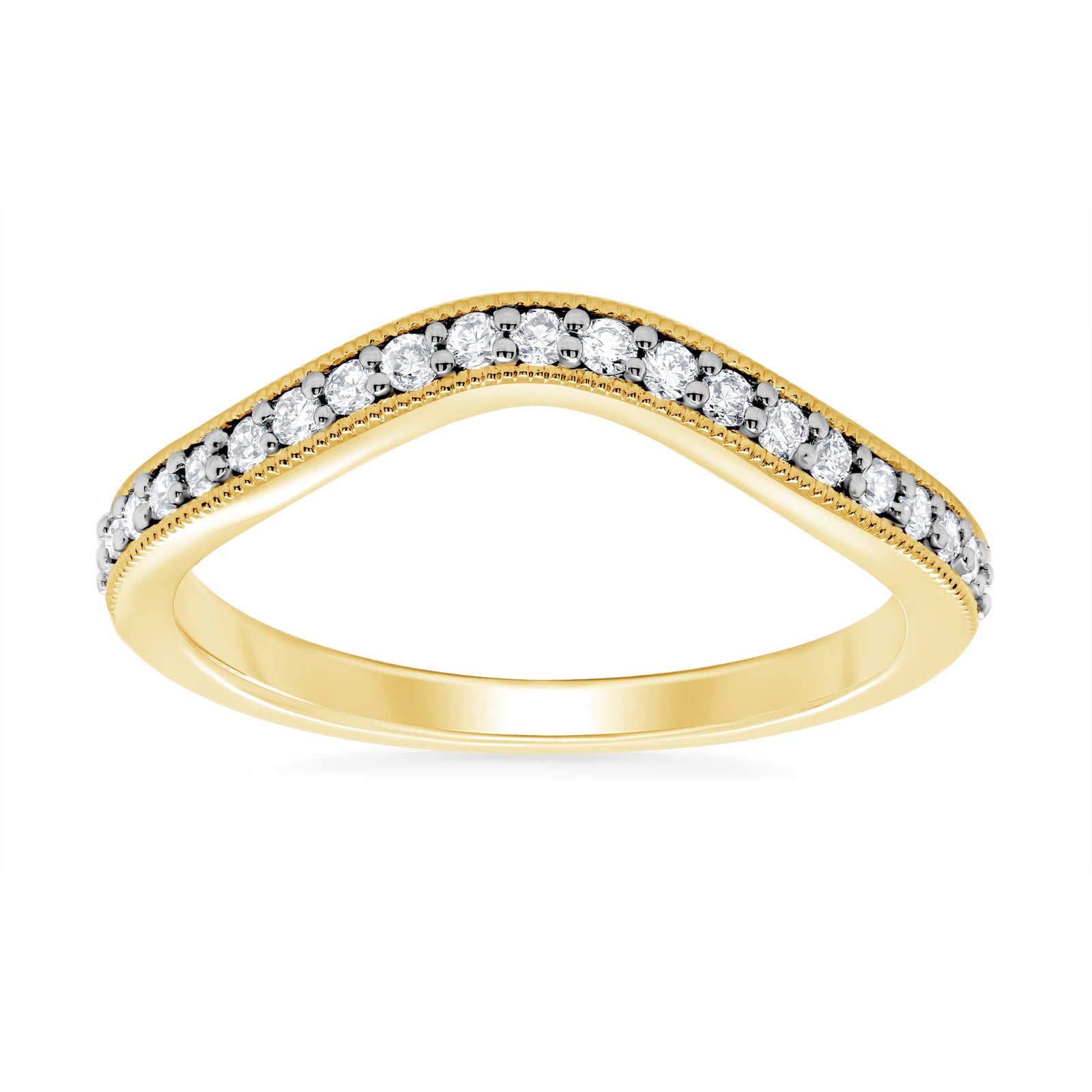 9ct gold curved diamond wishbone ring 0.25ct