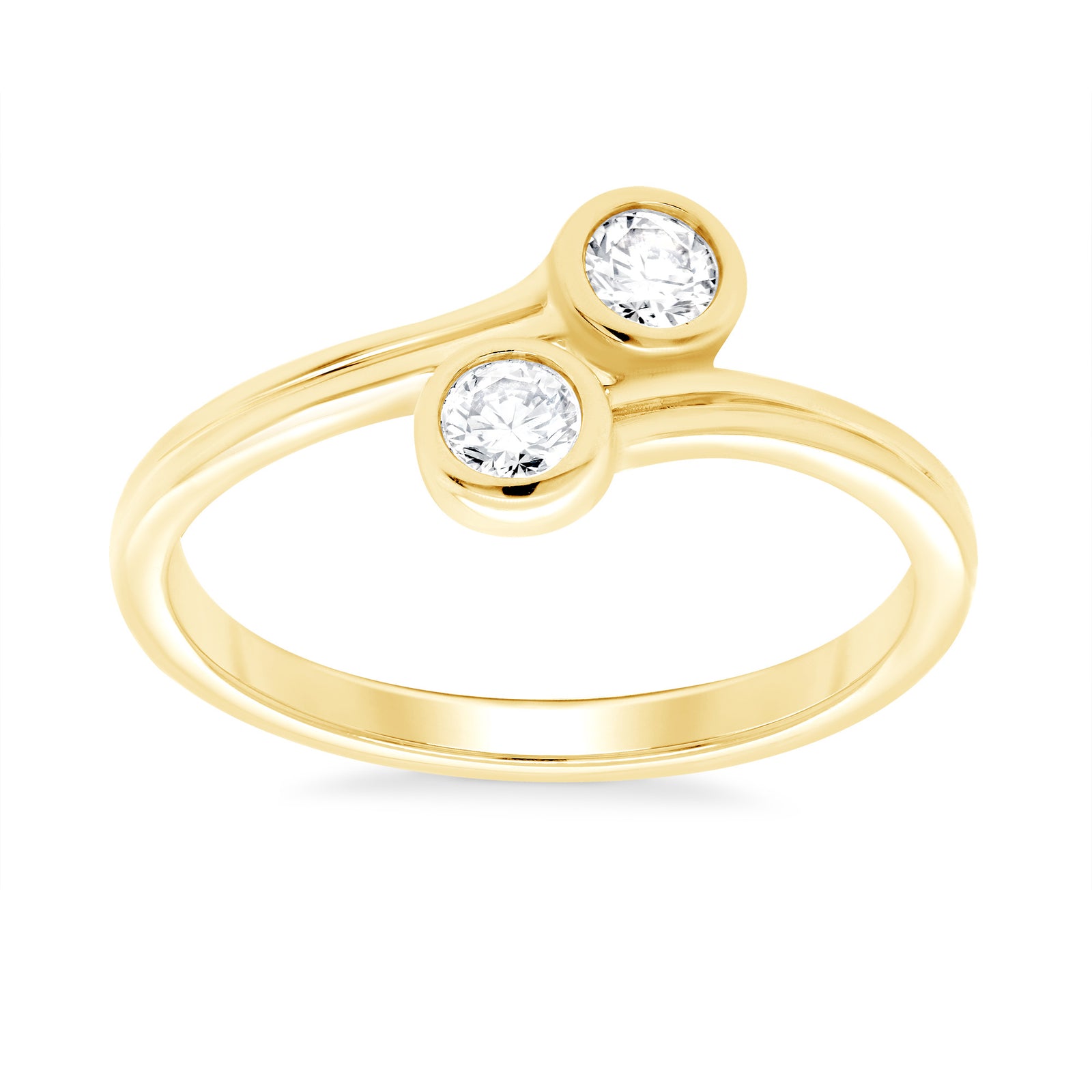 9ct gold 2 stone crossover 'bubble' style diamond ring 0.25ct