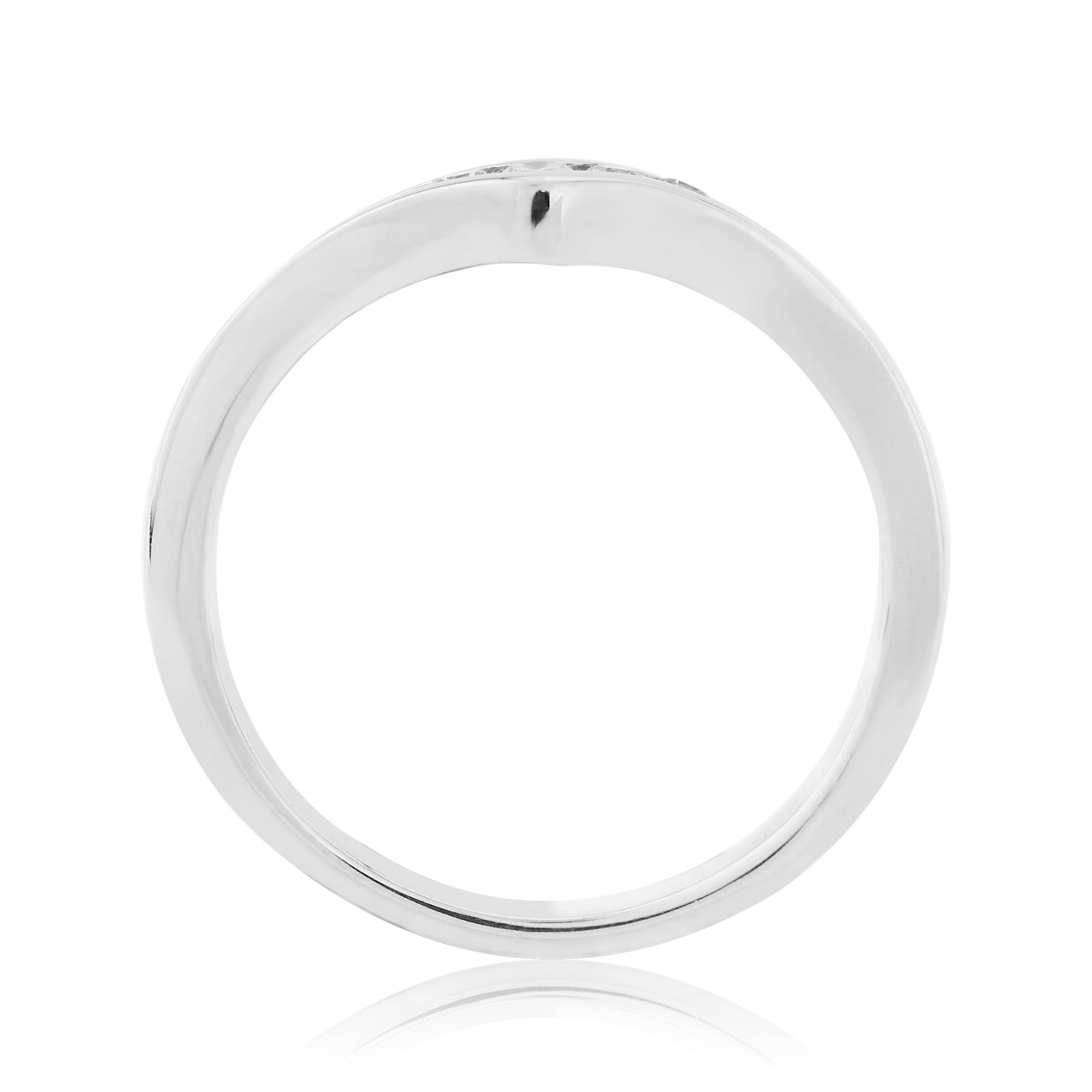 9ct white gold channel set diamond wishbone ring 0.25ct