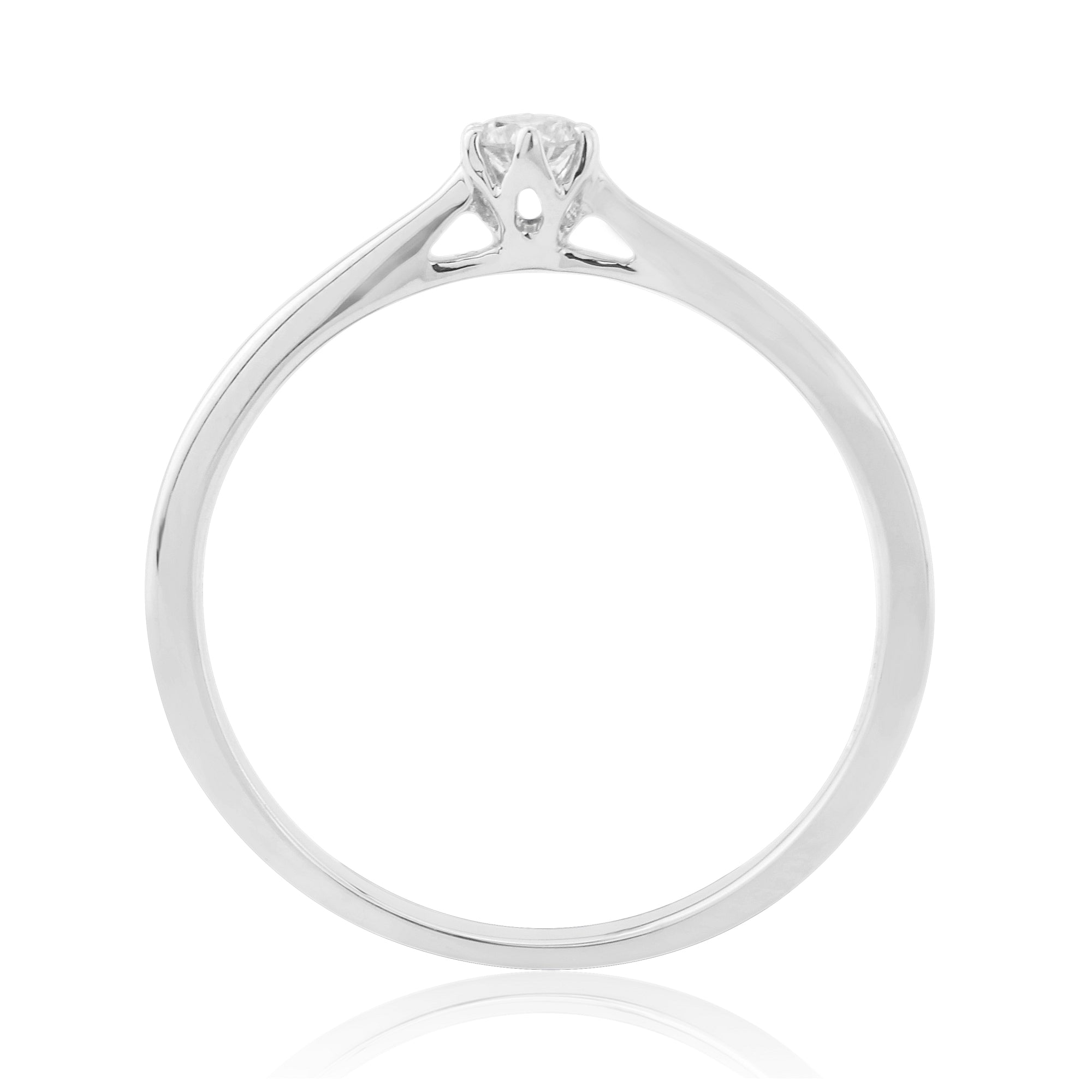 9ct white gold six claw single stone diamond ring 0.10ct