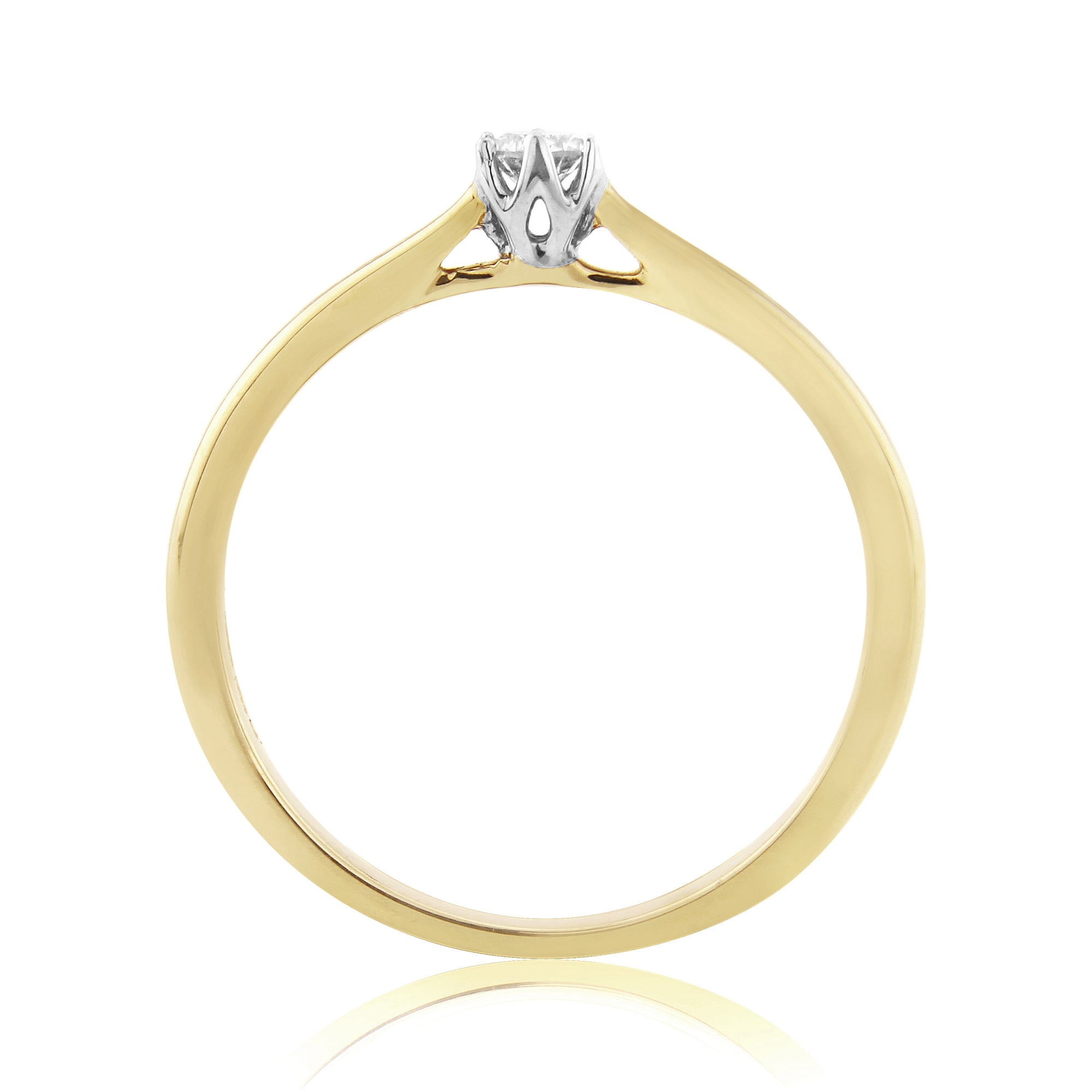 9ct gold six claw single stone diamond ring 0.10ct