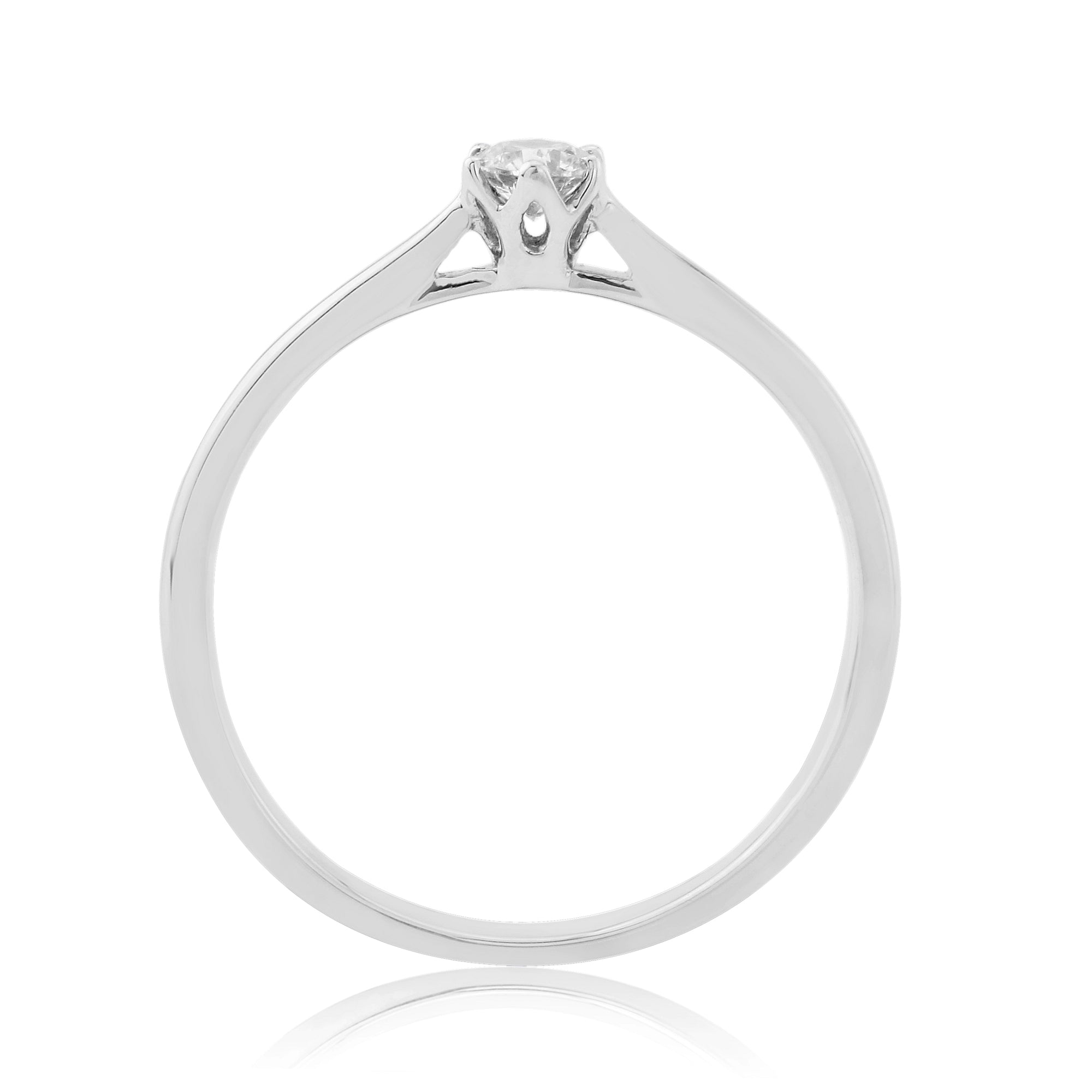 9ct white gold six claw single stone diamond ring 0.15ct