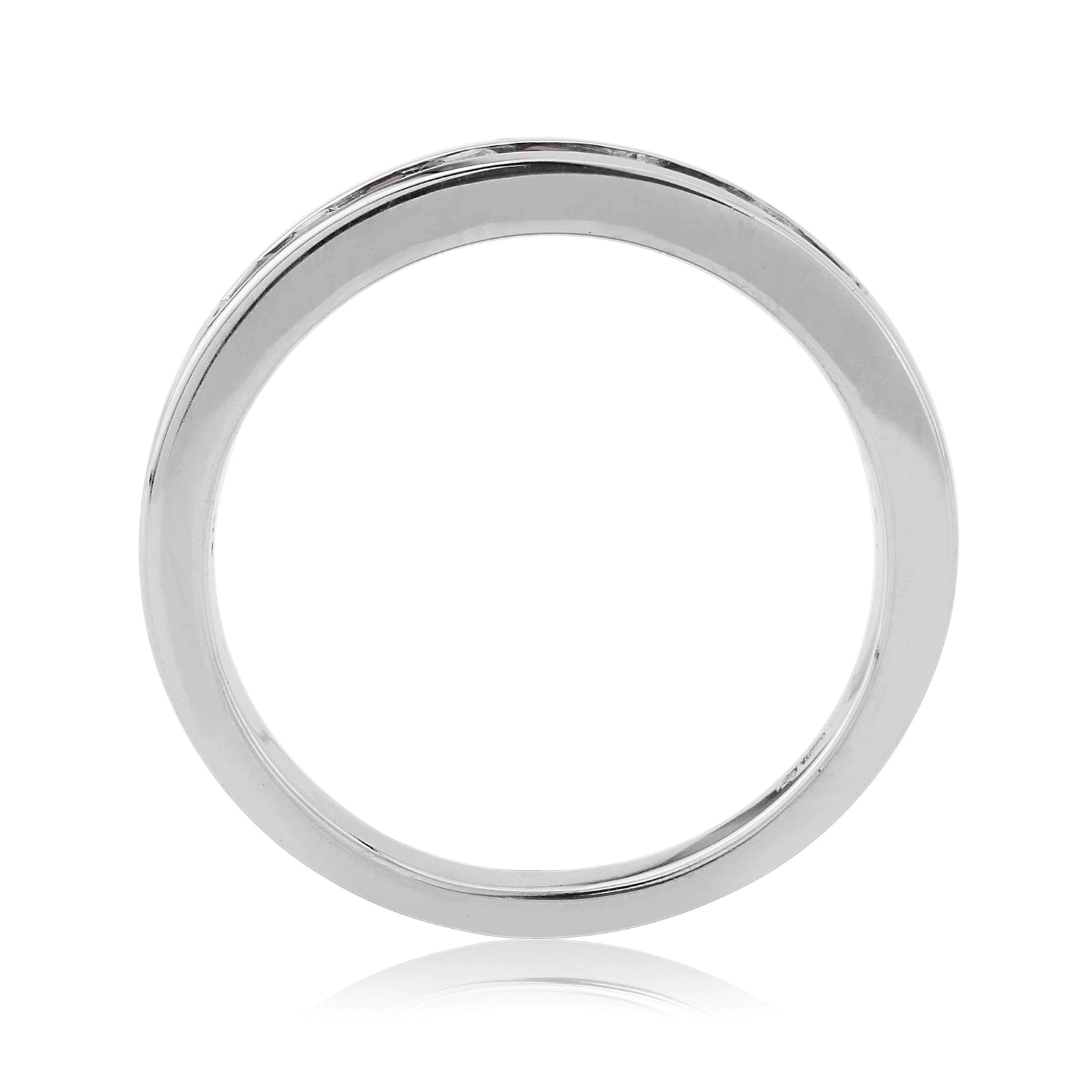 9ct white gold channel set ruby & diamond half et ring 0.14ct