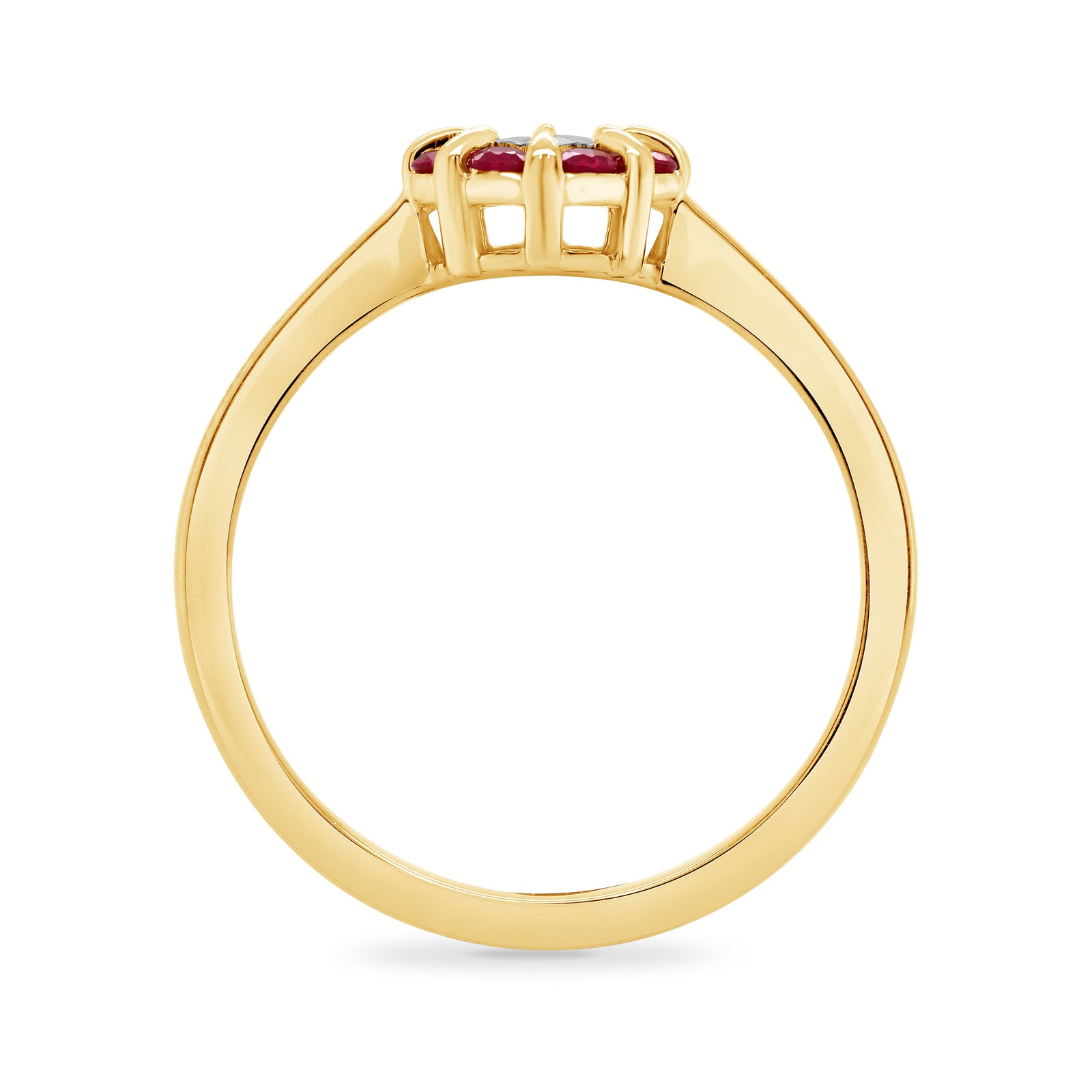 9ct gold miracle plate diamond & ruby cluster ring 0.03ct