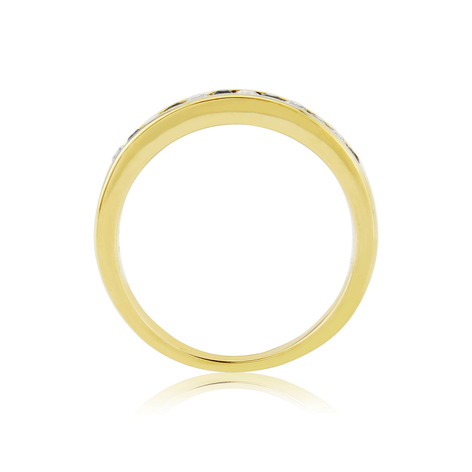 9ct gold channel set sapphire & diamond half et ring 0.12ct