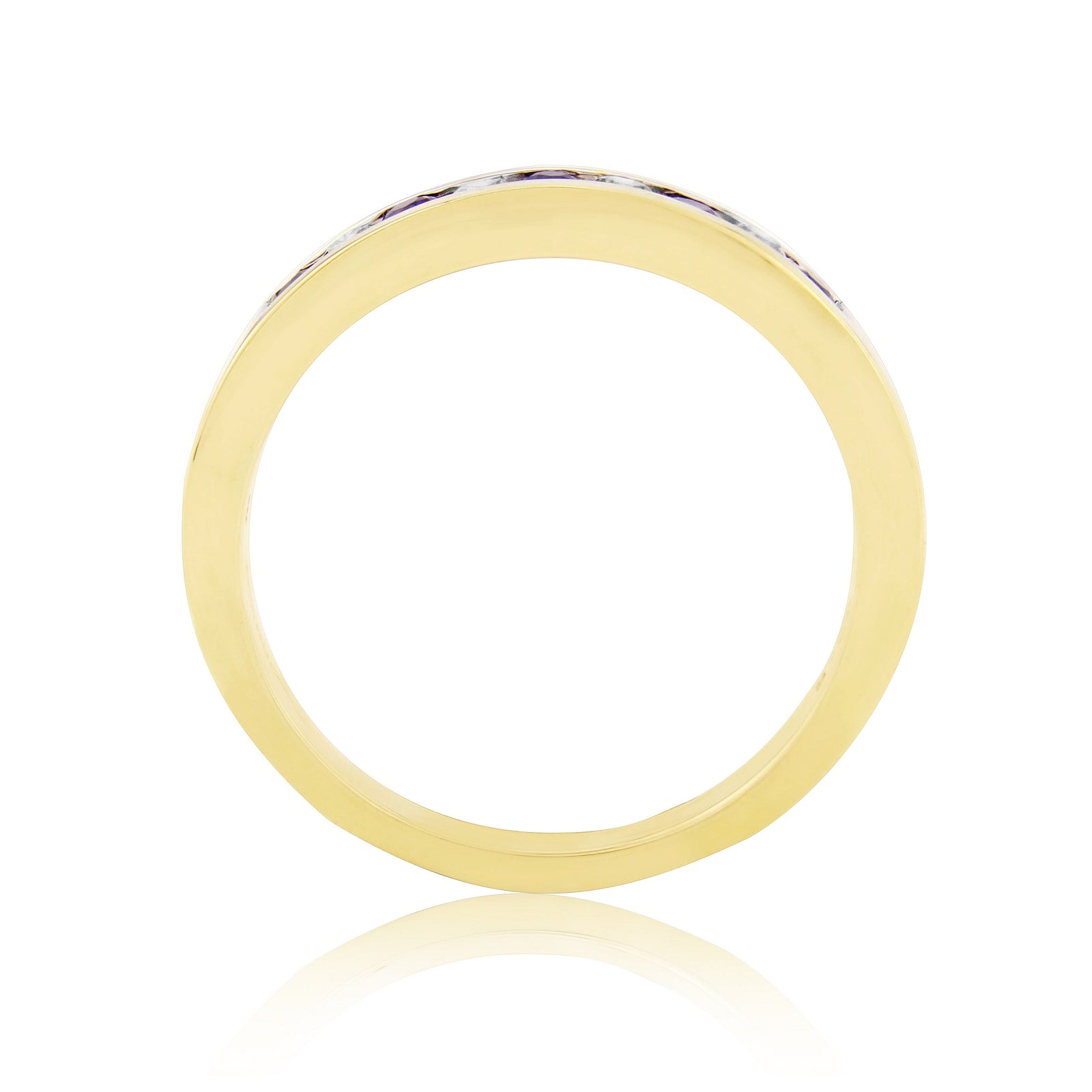 9ct gold channel set sapphire & diamond half et ring 0.14ct