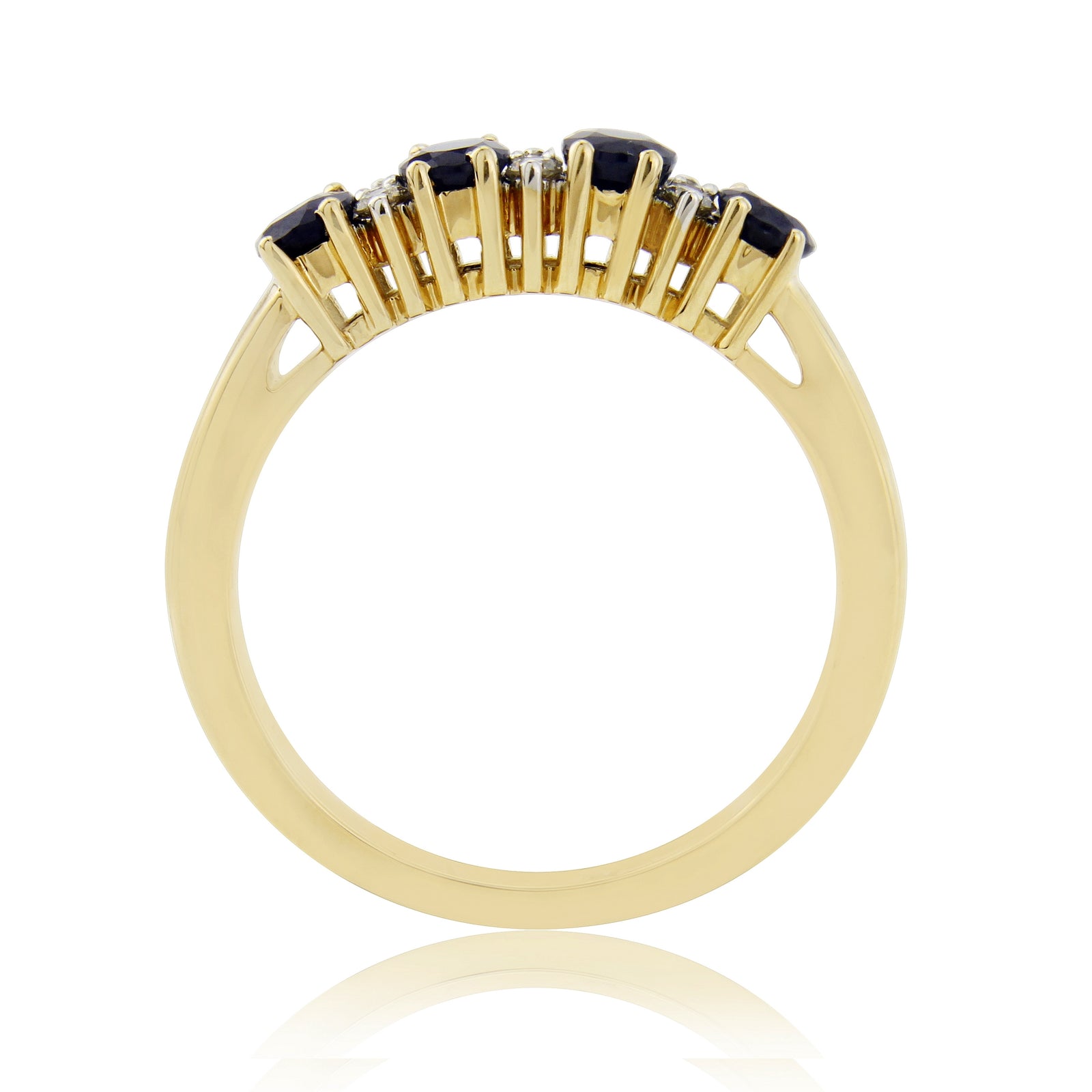 9ct gold 4x3mm oval sapphire & diamond half eternity ring 0.11ct