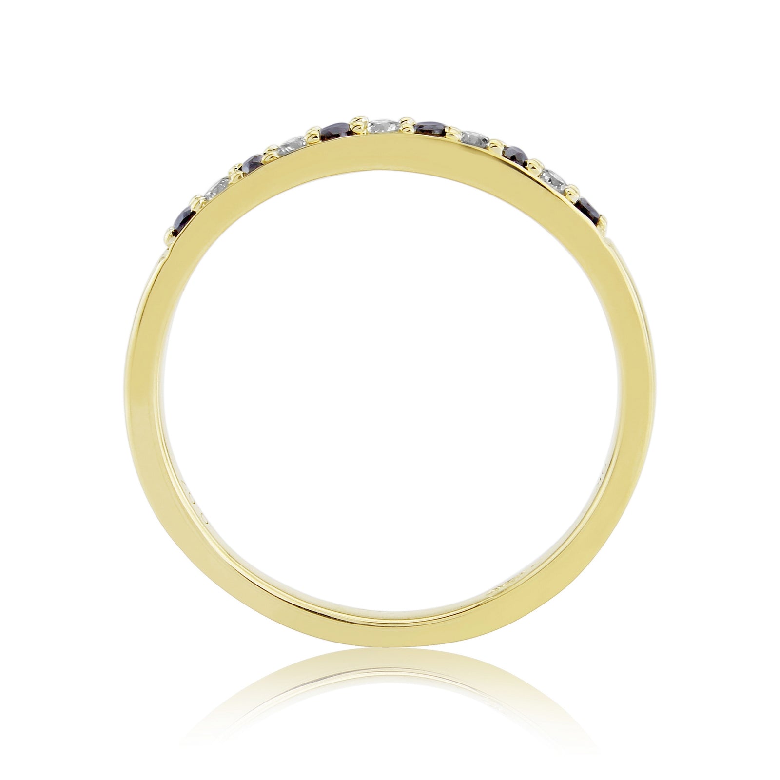 9ct gold 1.3mm round sapphire & diamond half eternity ring 0.07ct