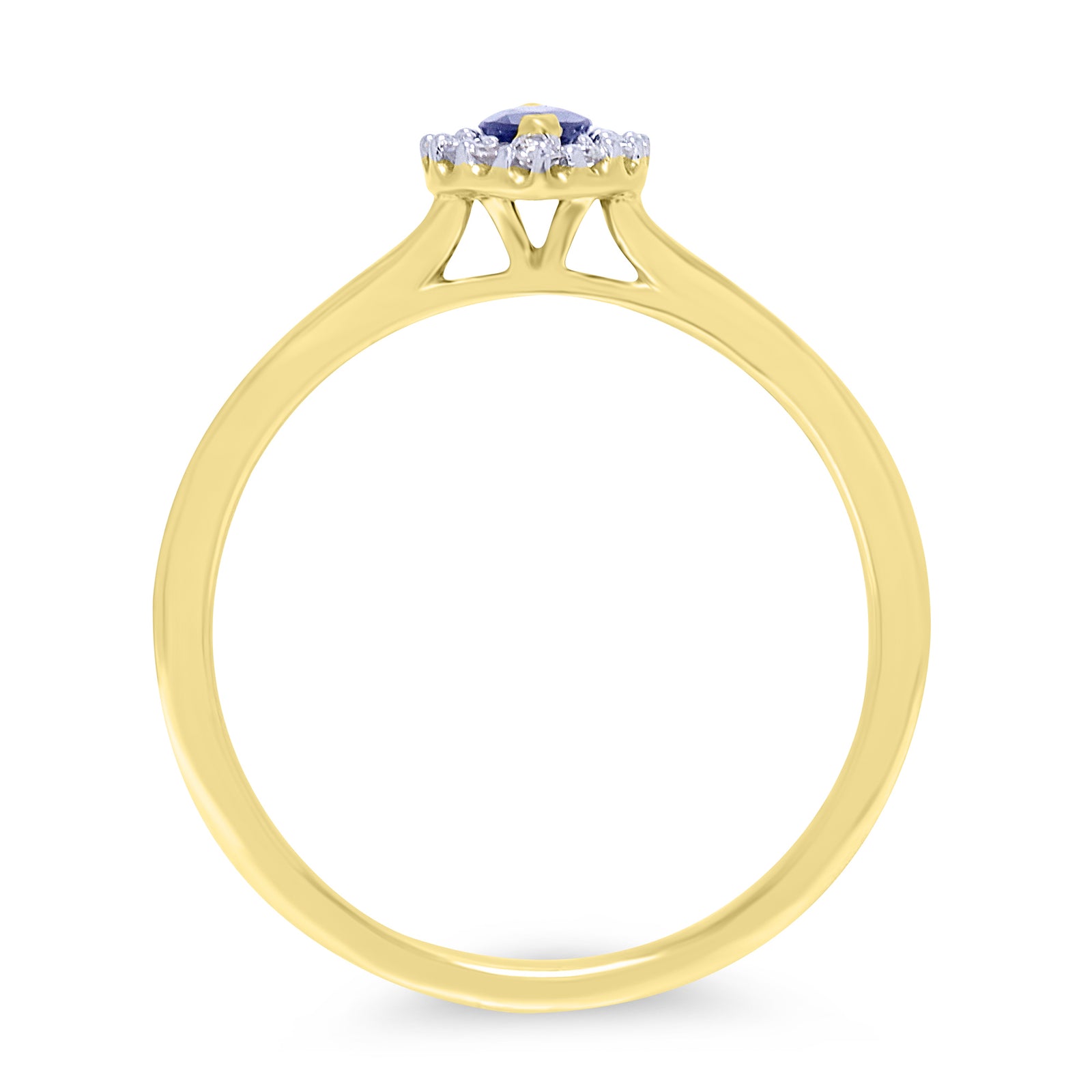 9ct gold 5x3mm marquise shape sapphire & diamond cluster ring 0.10ct