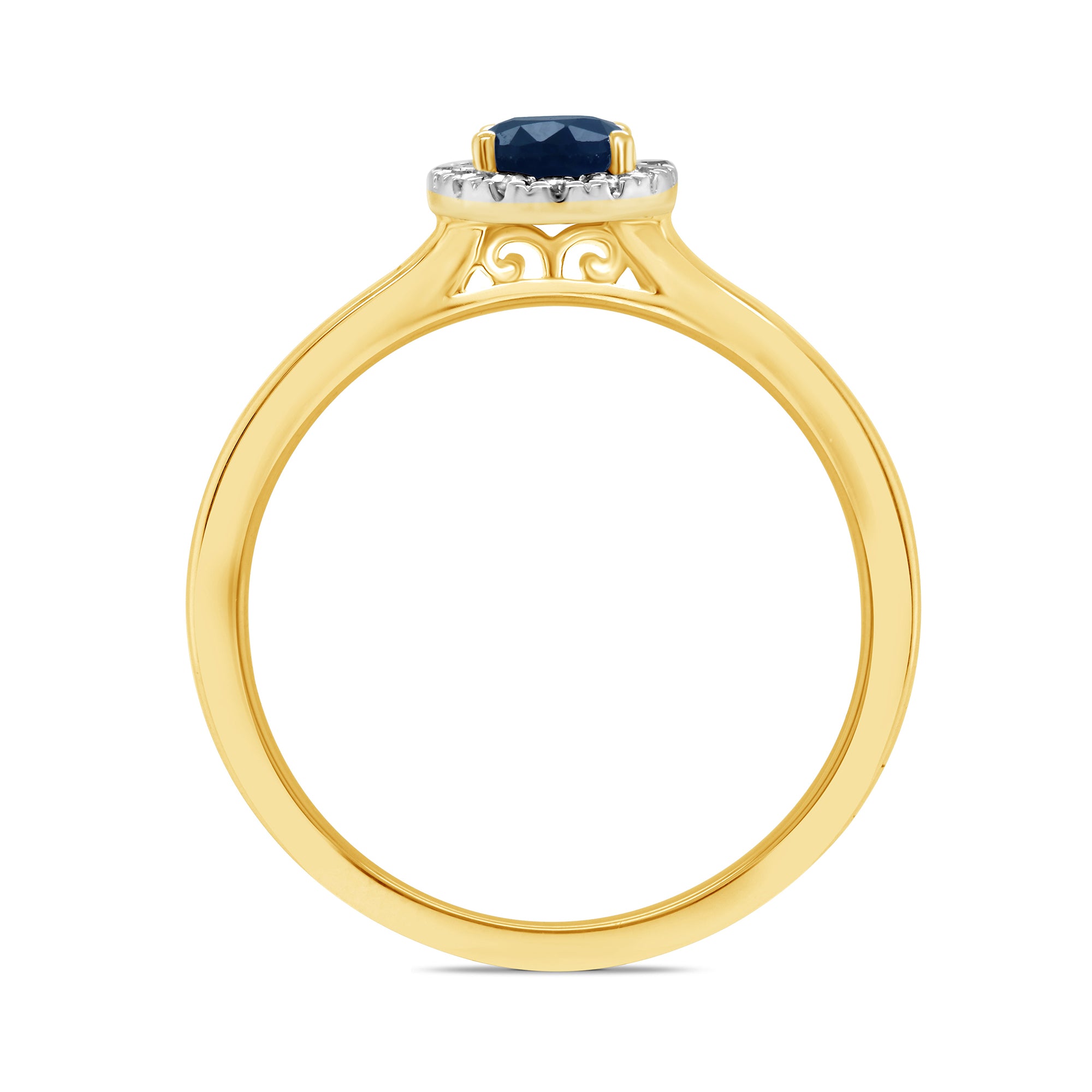 9ct gold 6x4mm oval sapphire & diamond cluster ring  0.10ct