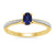 9ct gold 6x4mm oval sapphire & diamond set shoulders ring 0.12ct