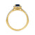 9ct gold 5mm cushion shape sapphire & diamond cluster ring 0.25ct