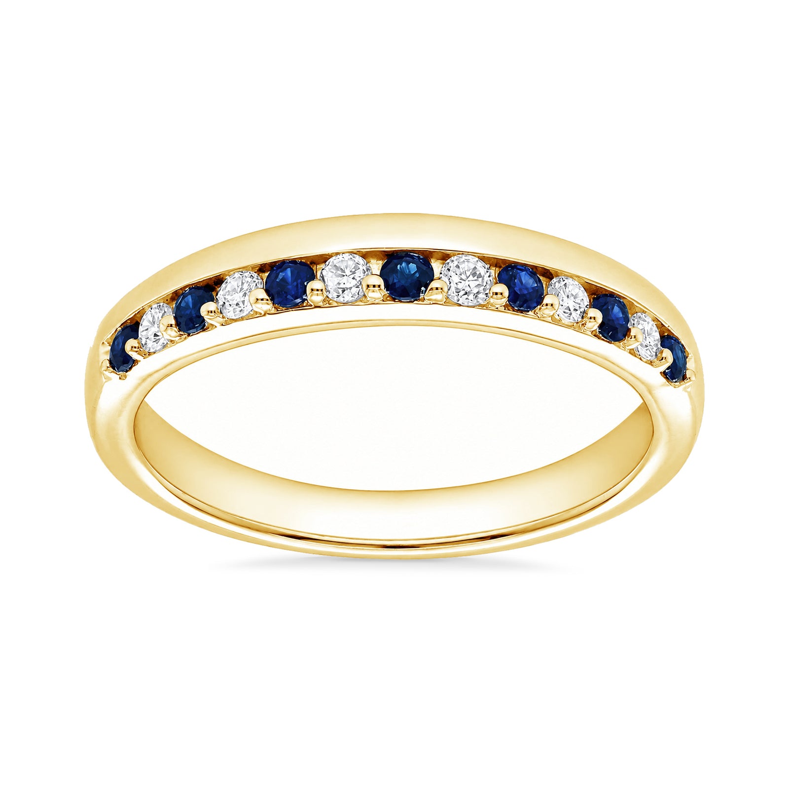 9ct gold sapphire & diamond half et ring 0.11ct