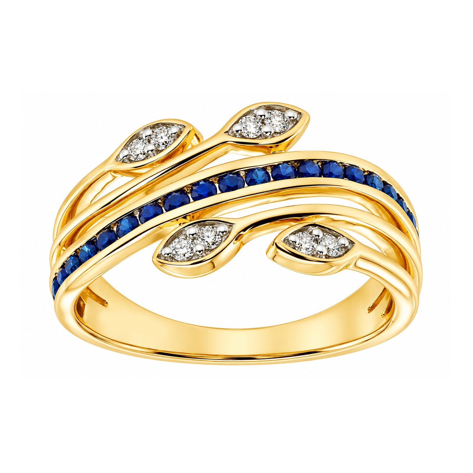 9ct gold diamond cut sapphire and diamond dress ring 0.08cts