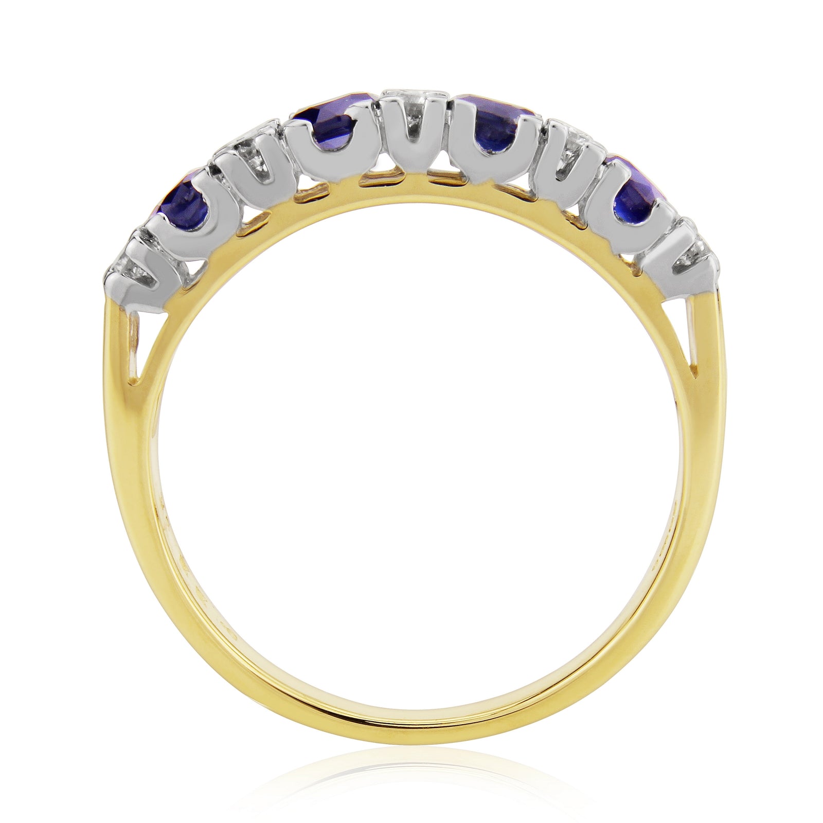 9ct gold 3.50mm round sapphire & diamond half et ring 0.22ct
