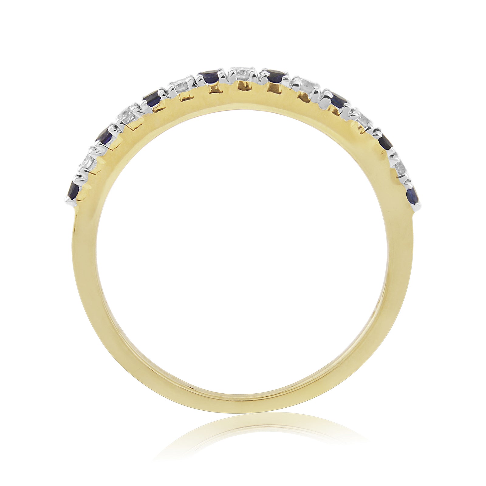 9ct gold 1.50mm round sapphire & diamond half et ring 0.12ct