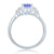 9ct white gold 7x5mm octagon cut tanzanite & stepped diamond shoulders ring 0.11ct