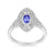 9ct white gold 6x4mm oval tanzanite & antique style diamond cluster ring 0.18ct