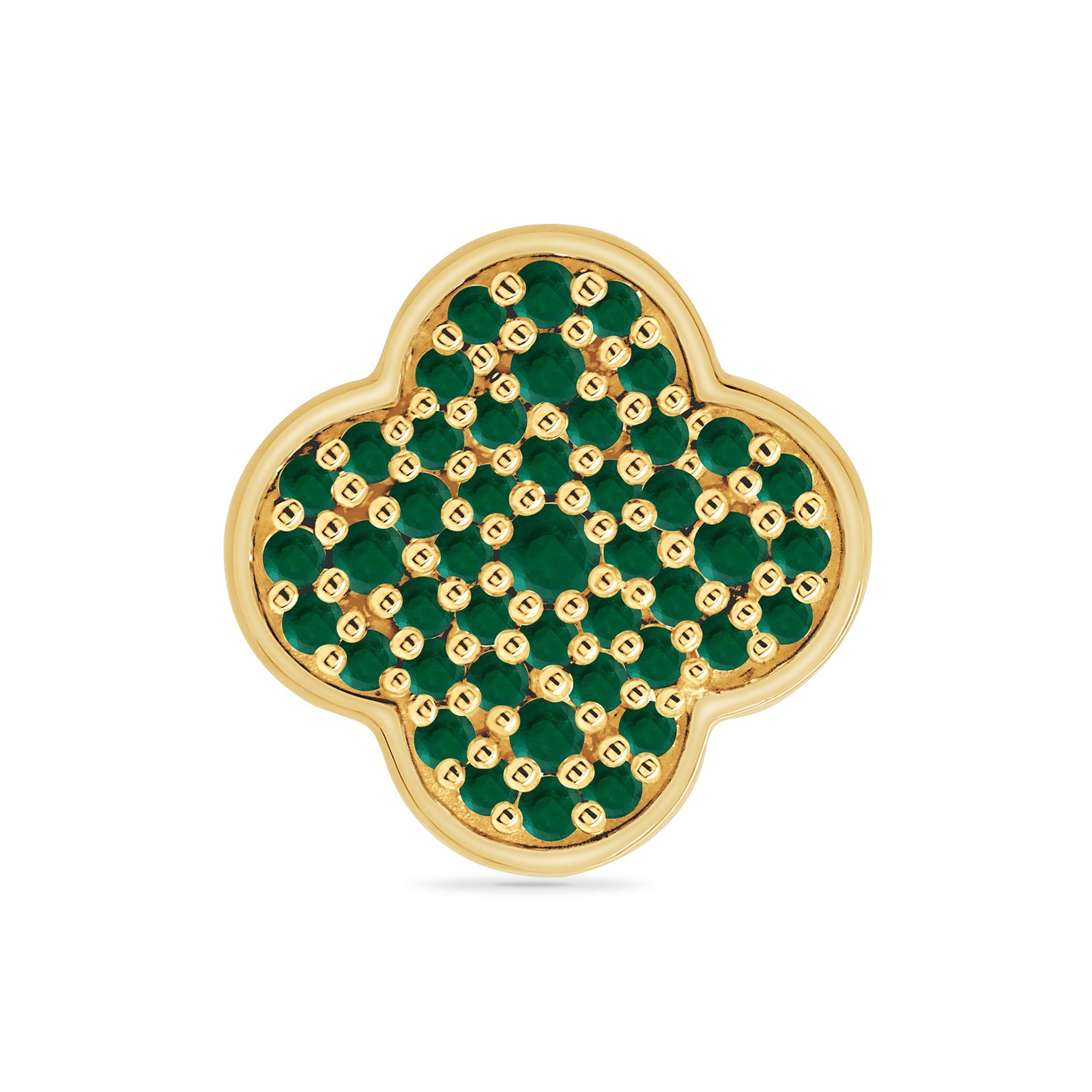 9ct gold clover shape emerald pendant