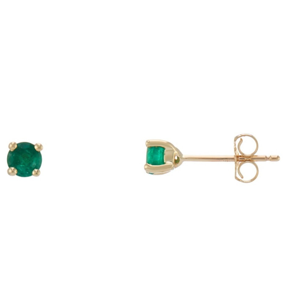9ct gold 4mm emerald stud earrings