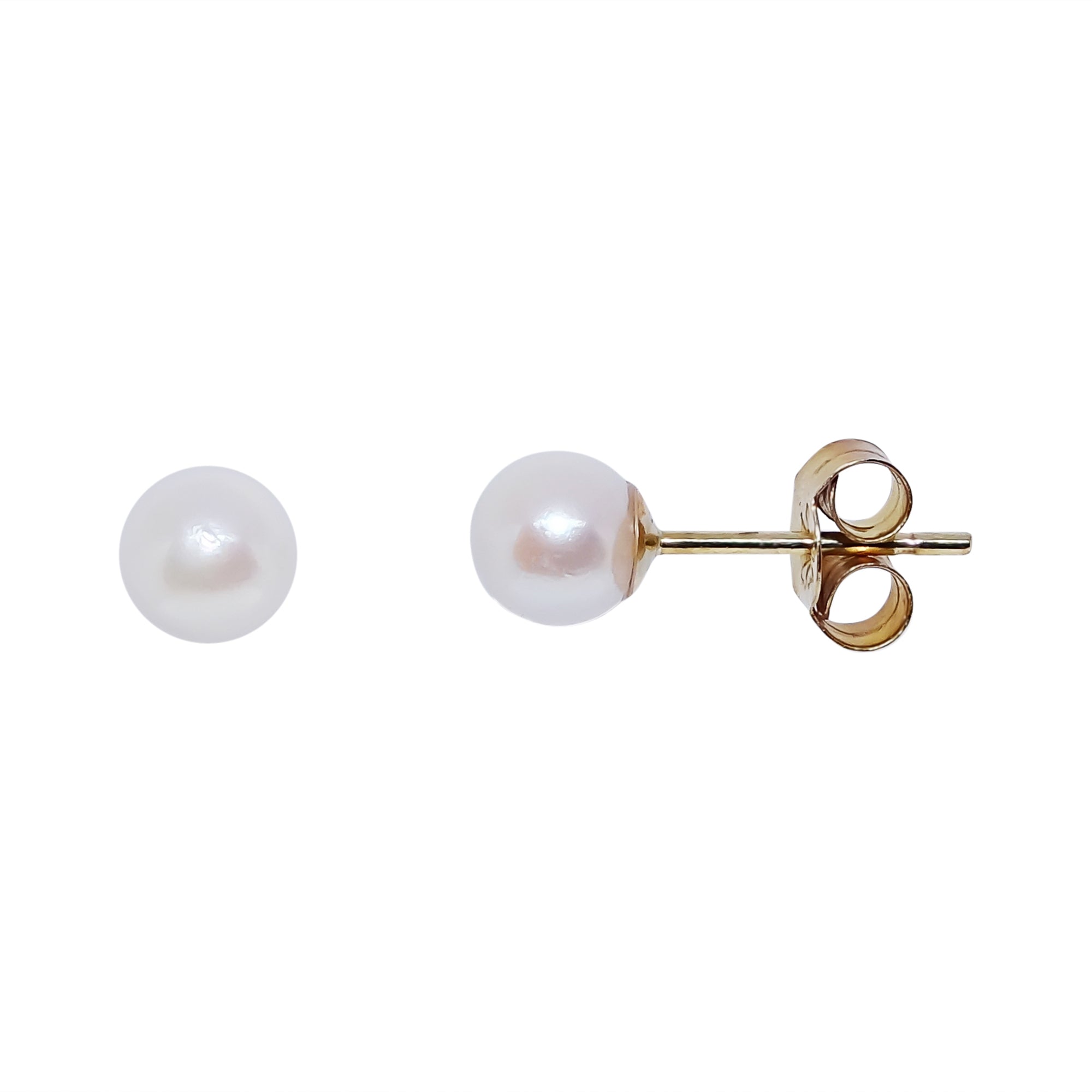 9ct gold 3.50-4.00mm Akoya AAAA cultured pearl stud earrings