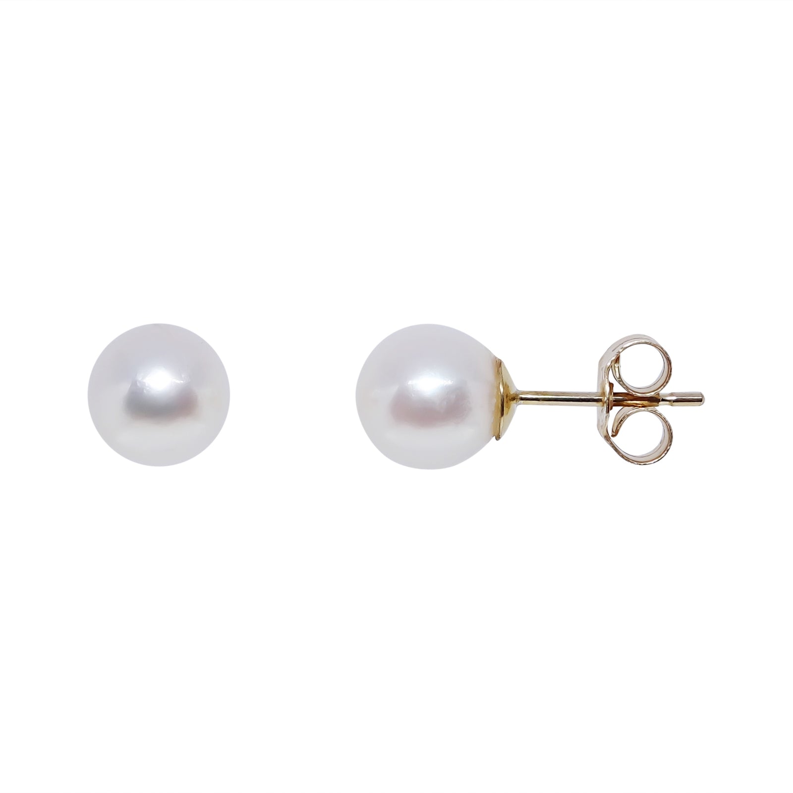 9ct gold 5.50-6.00mm Akoya AAAA cultured pearl stud earrings