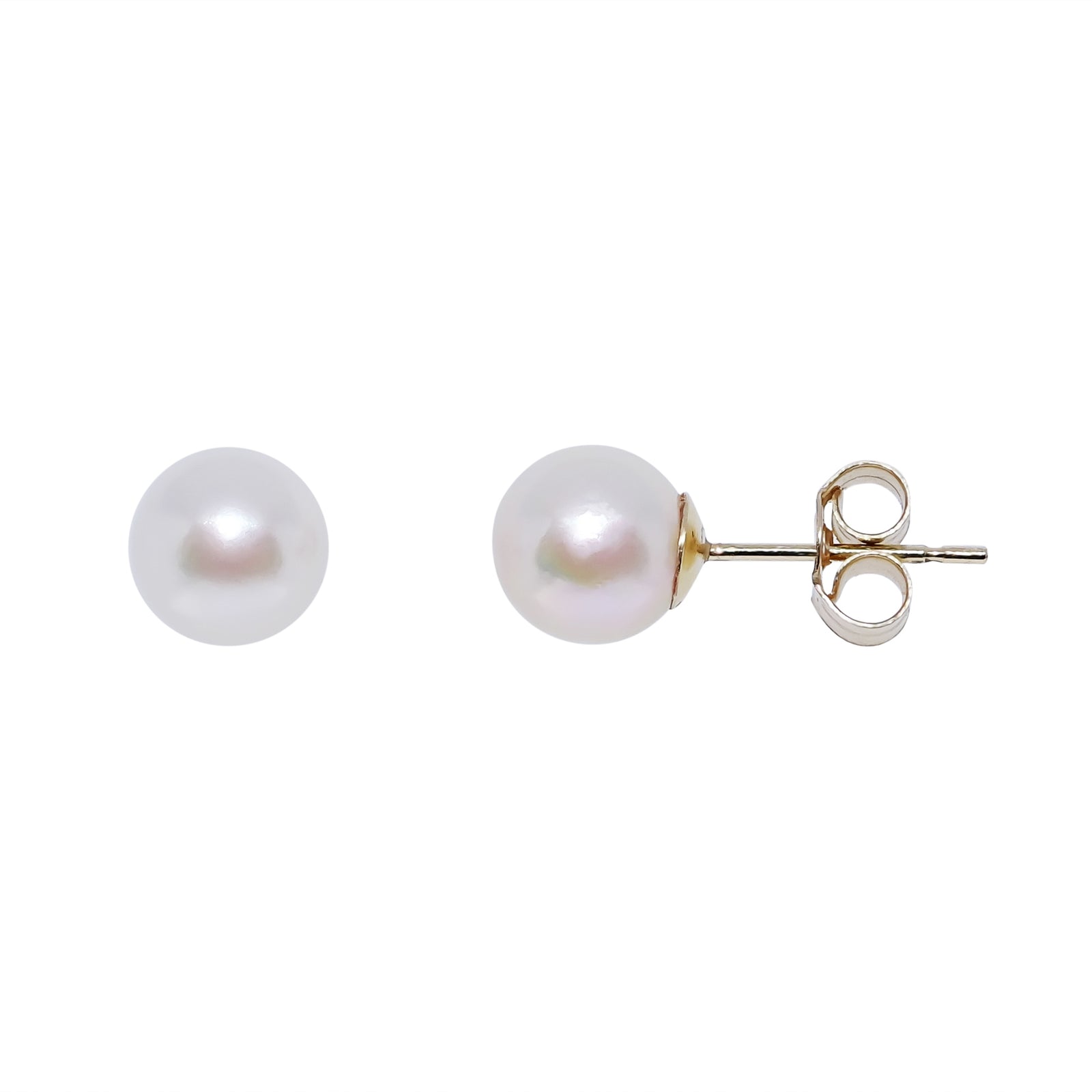 9ct gold 6.50-7.00mm Akoya AAAA cultured pearl stud earrings
