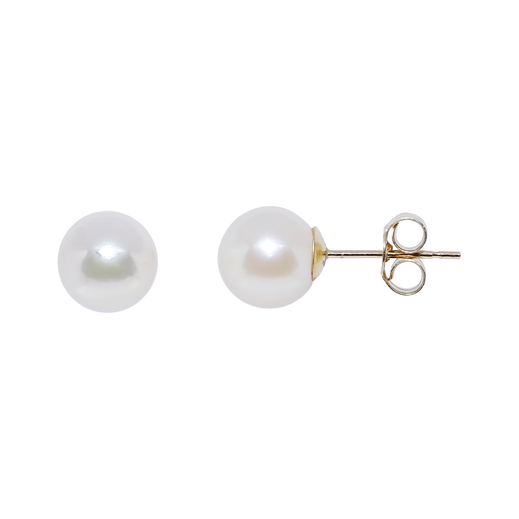 9ct gold 7.50-8.00mm Akoya AAAA cultured pearl stud earrings