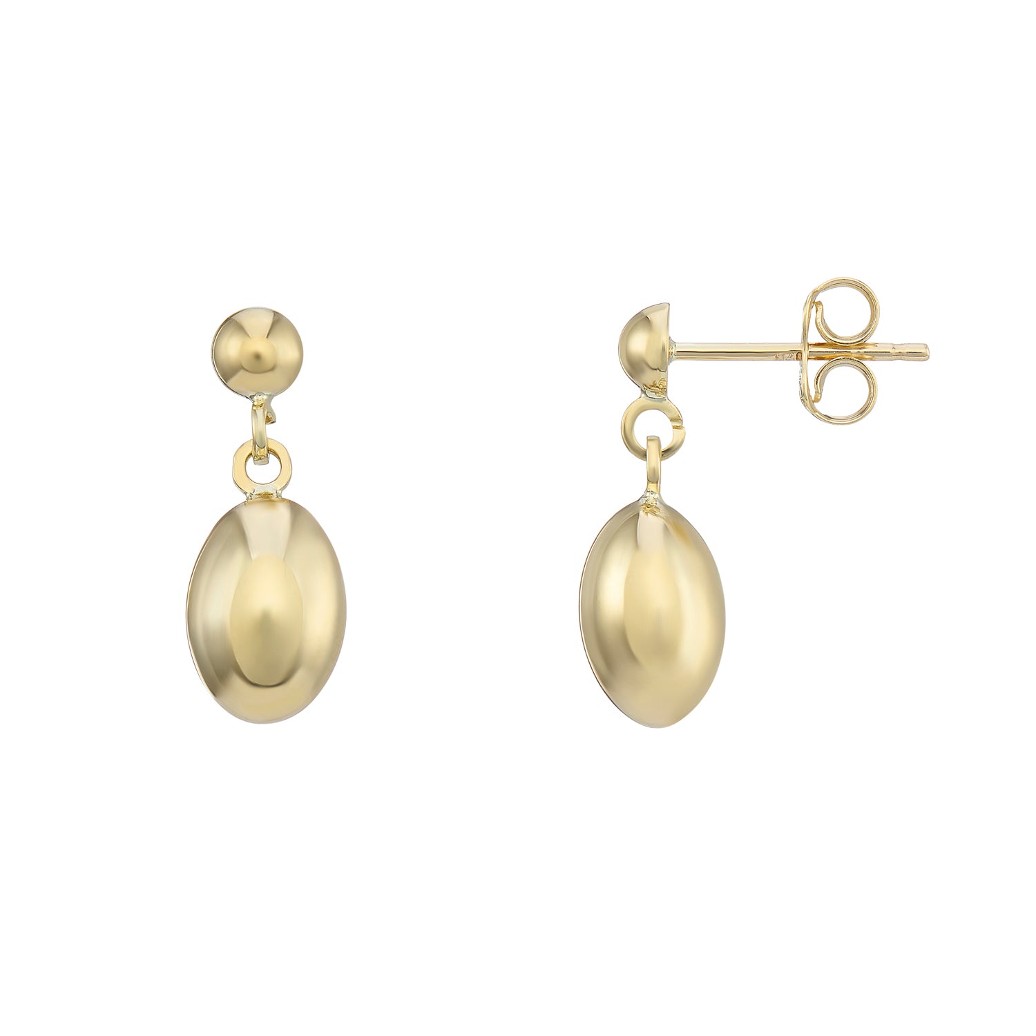 9ct gold plain drop earrings