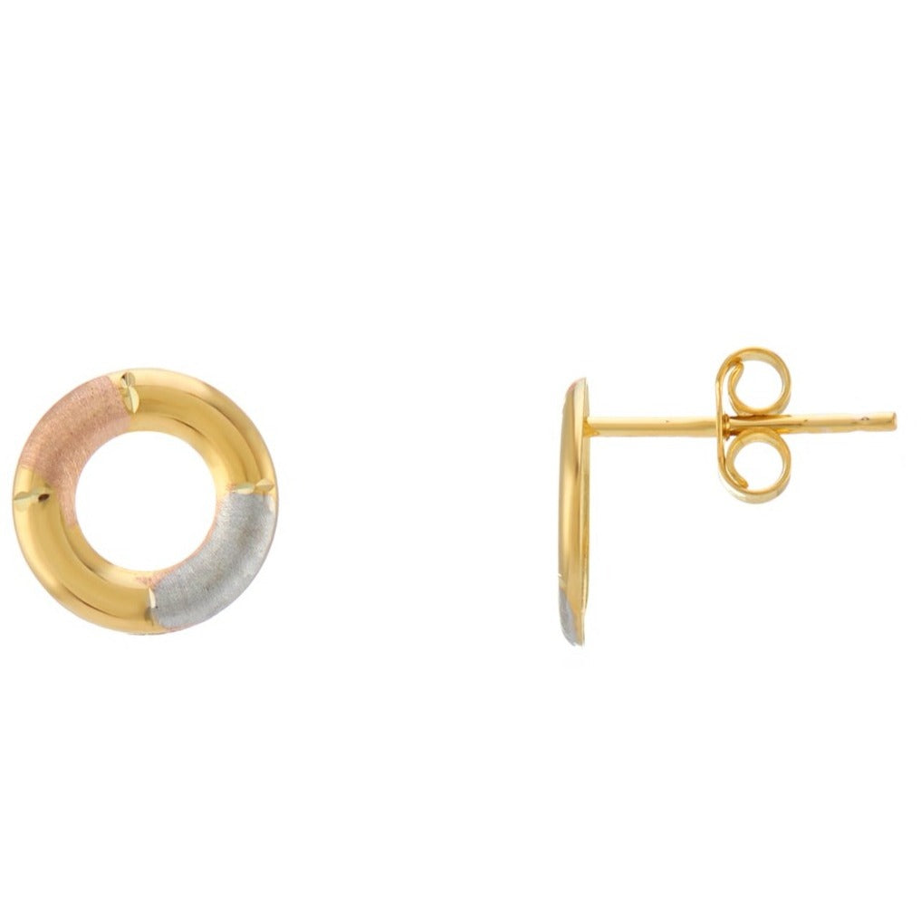 9ct gold multi colour open circle stud earrings