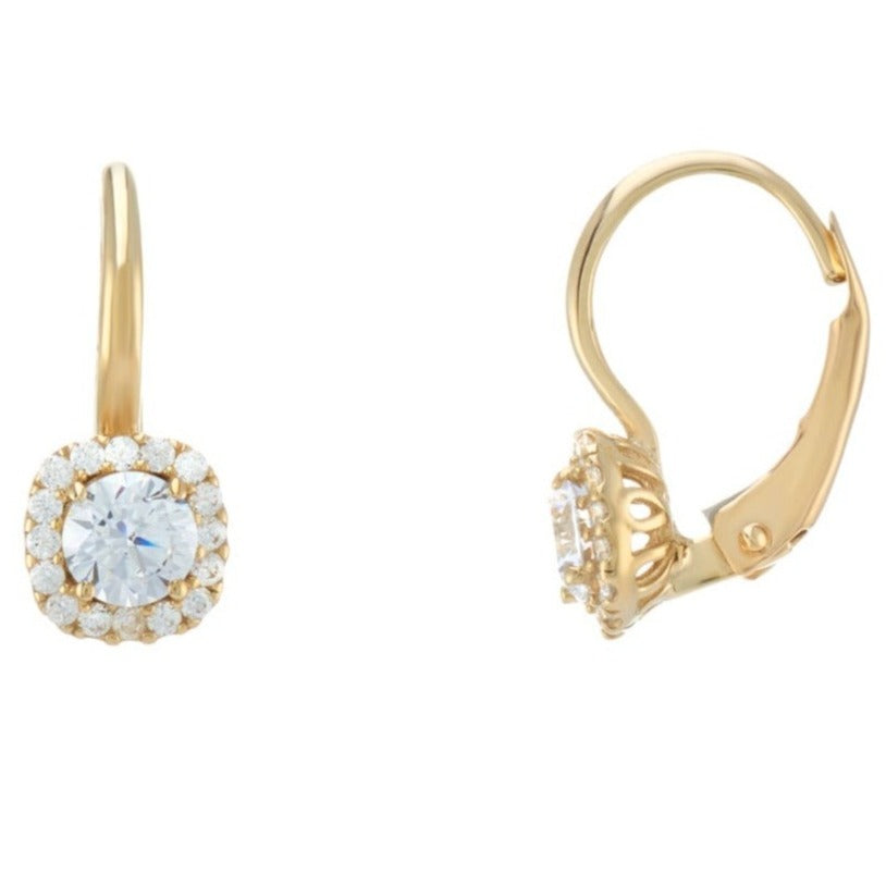 9ct gold round cz &amp; cz cluster huggy earrings