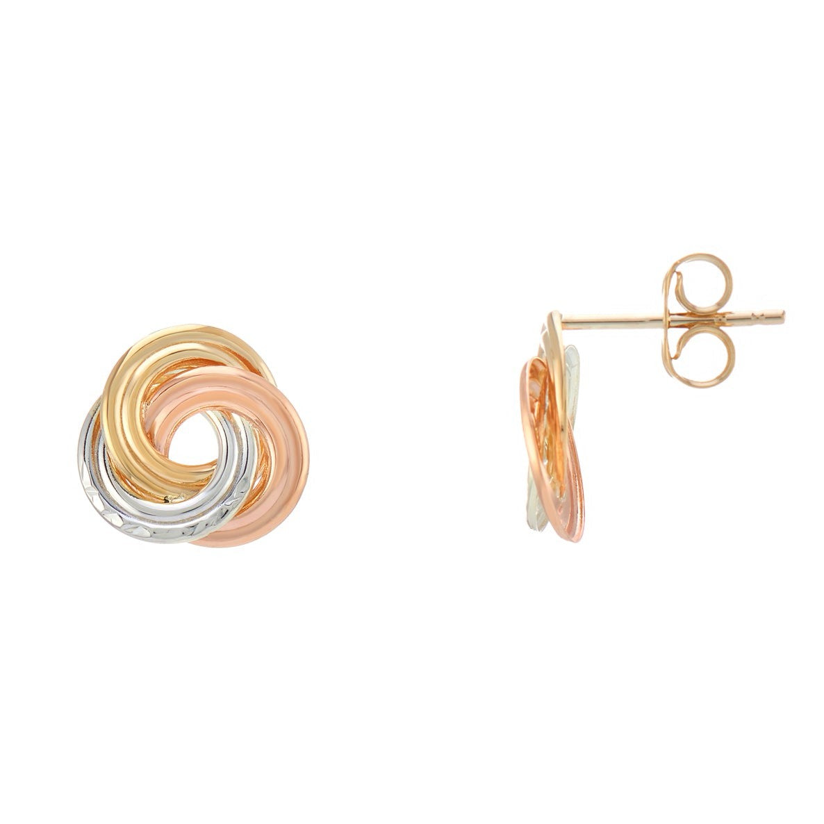 9ct gold multi colour knot stud earrings