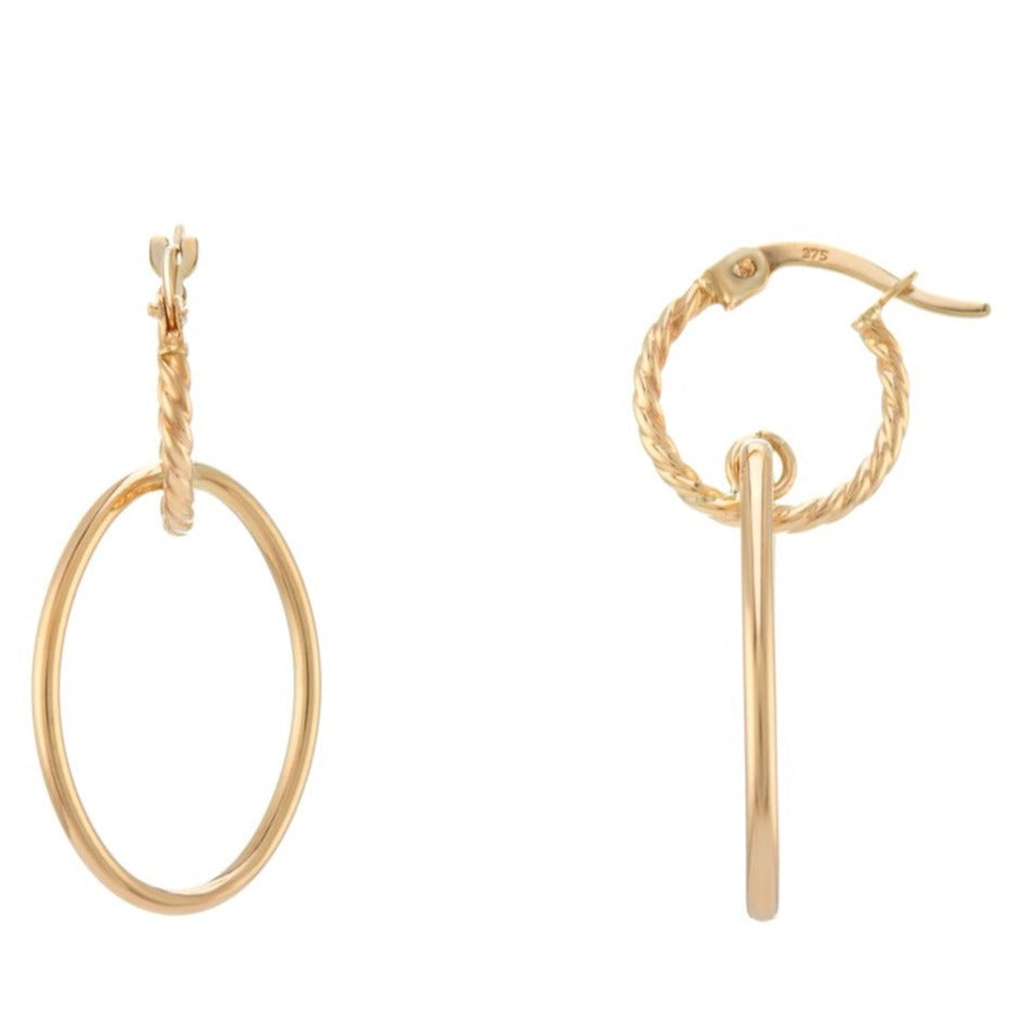 9ct gold creole & hoop drop earrings