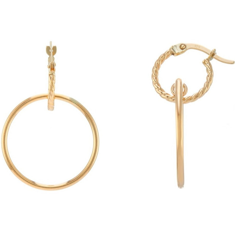 9ct gold creole & hoop drop earrings