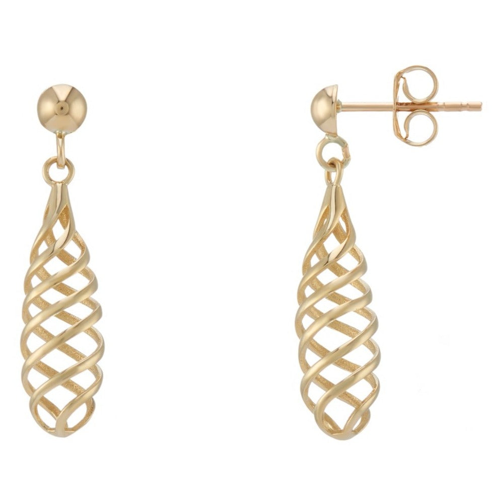 9ct gold lattice drop earrings
