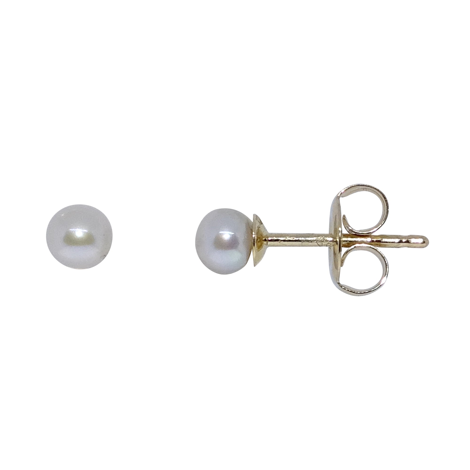 9ct gold 3.50-4.00mm AAAA freshwater pearl bouton stud earrings