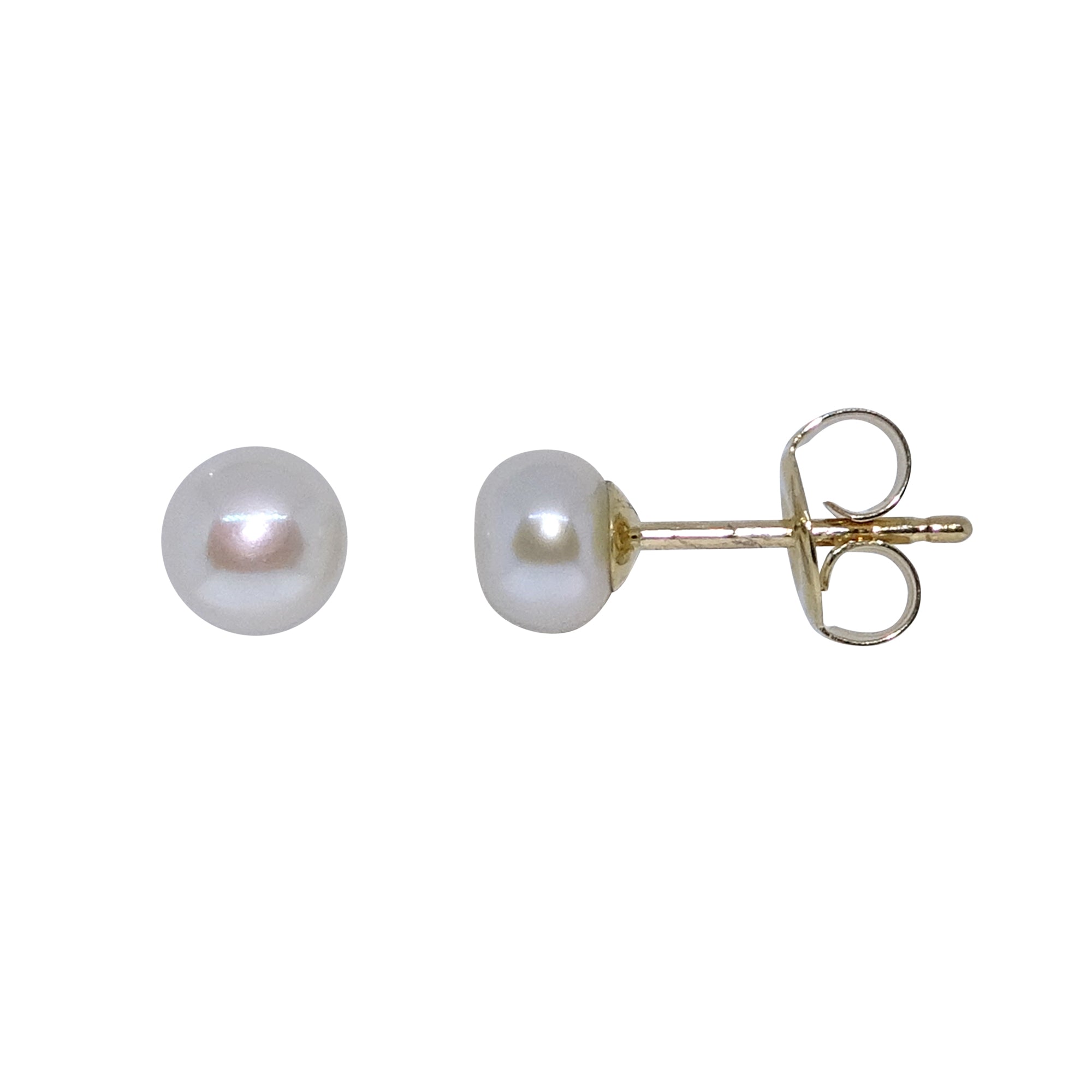 9ct gold 4.50-5.00mm AAAA freshwater pearl bouton stud earrings
