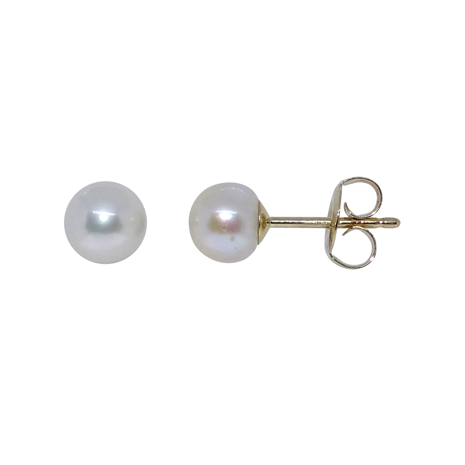 9ct gold 5.50-6.00mm AAAA freshwater pearl bouton stud earrings